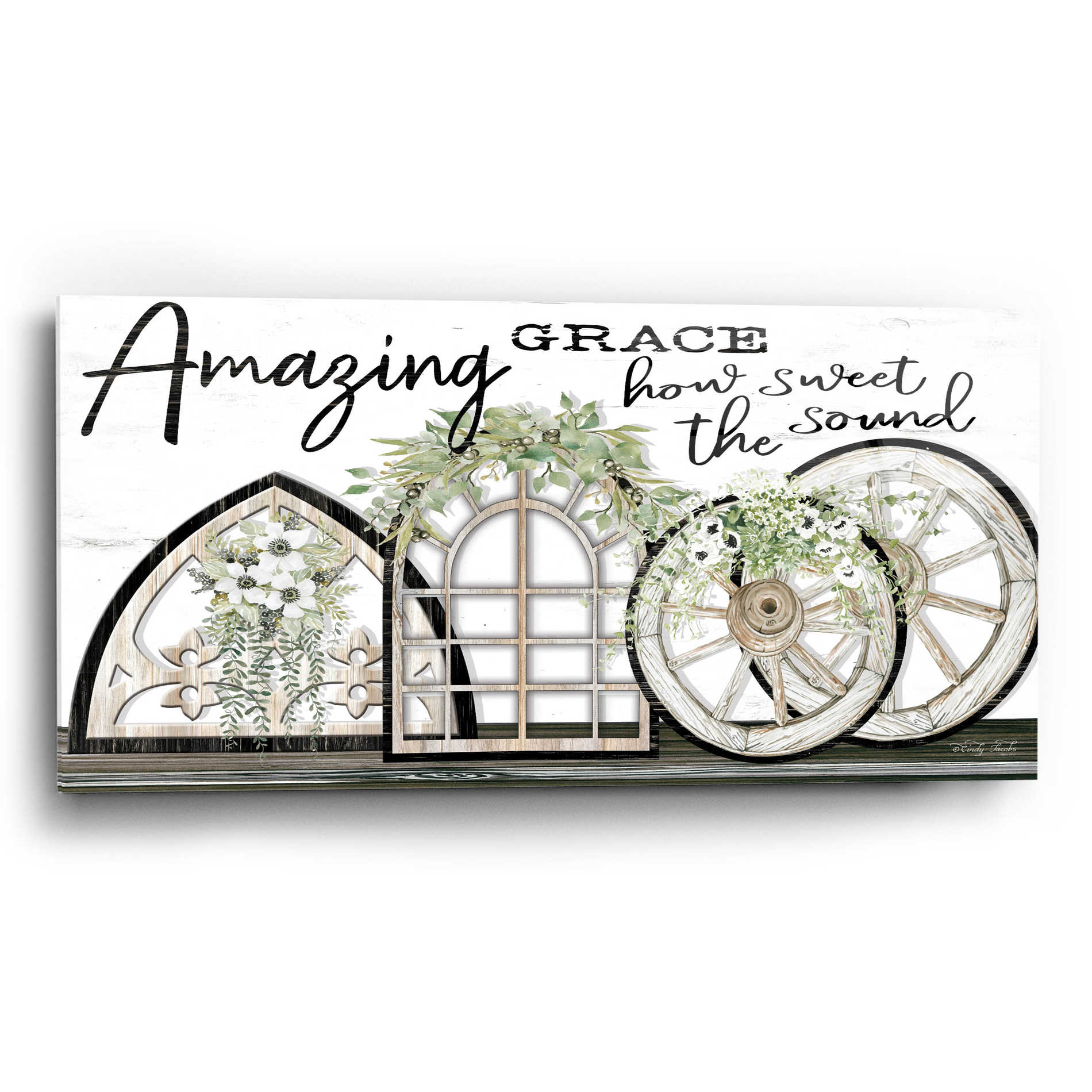 Epic Art 'Amazing Grace' by Cindy Jacobs, Acrylic Glass Wall Art,24x12