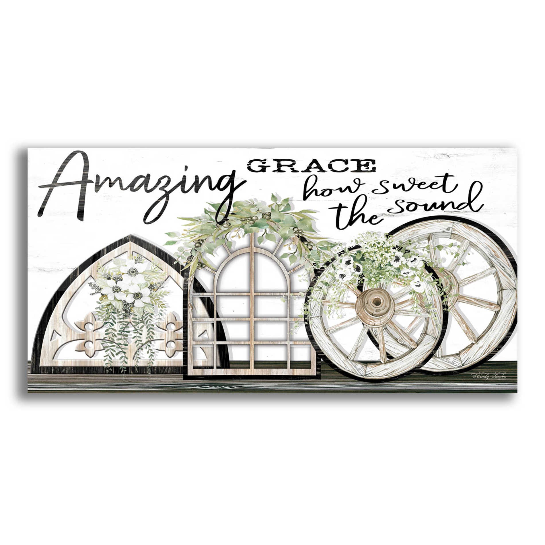 Epic Art 'Amazing Grace' by Cindy Jacobs, Acrylic Glass Wall Art,24x12