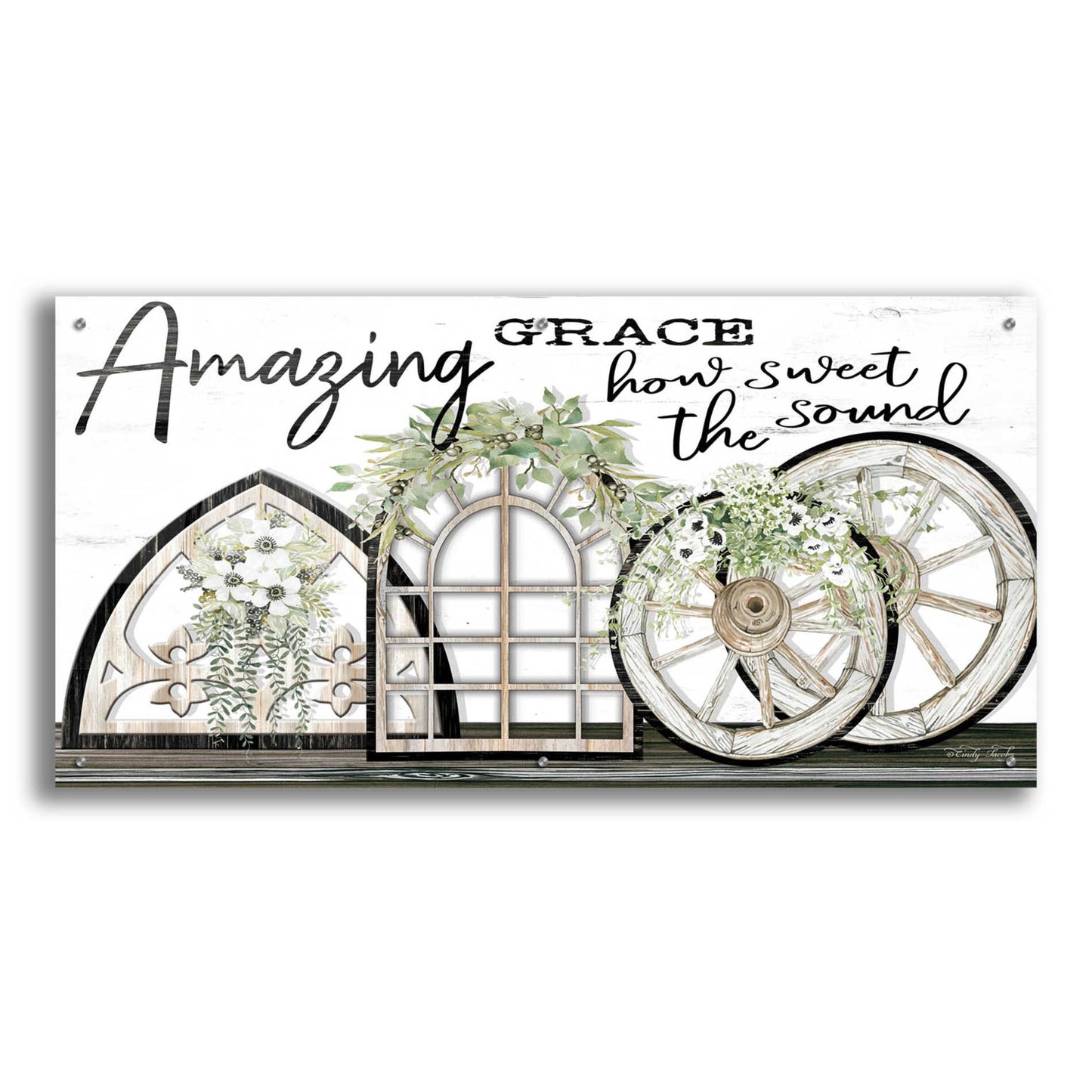 Epic Art 'Amazing Grace' by Cindy Jacobs, Acrylic Glass Wall Art,48x24