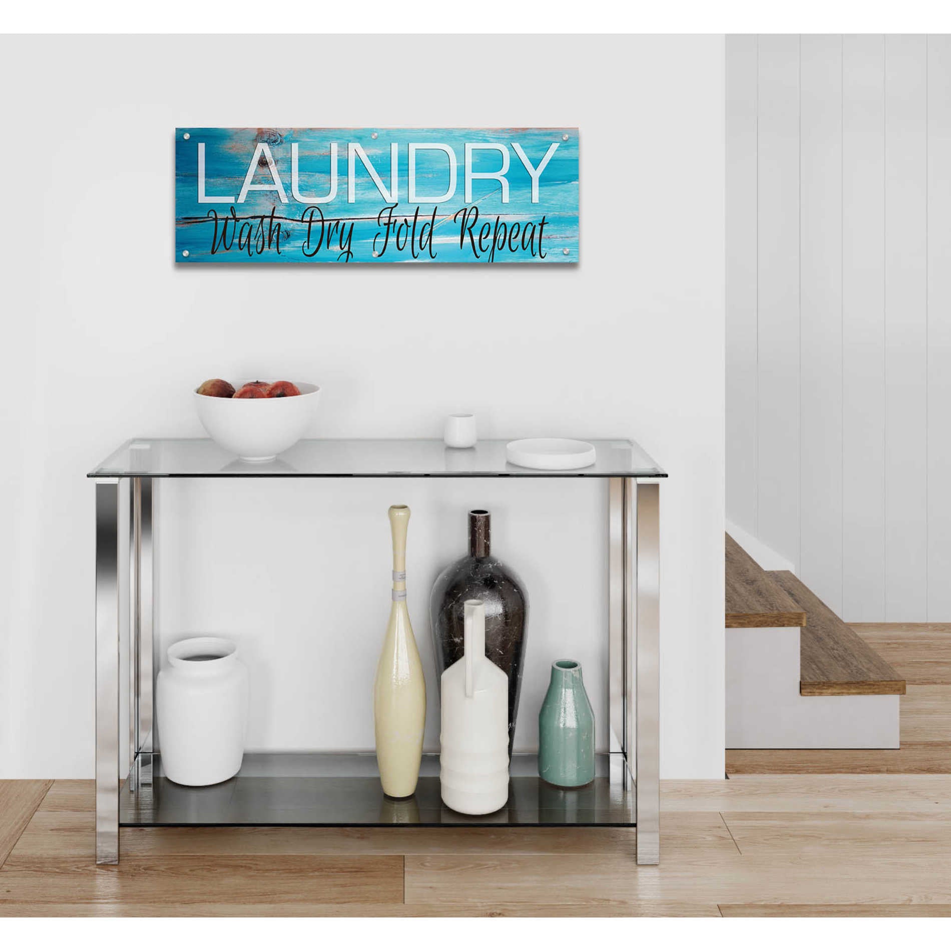 Epic Art 'Laundry - Wash, Dry, Fold, Repeat 2' by Cindy Jacobs, Acrylic Glass Wall Art,36x12