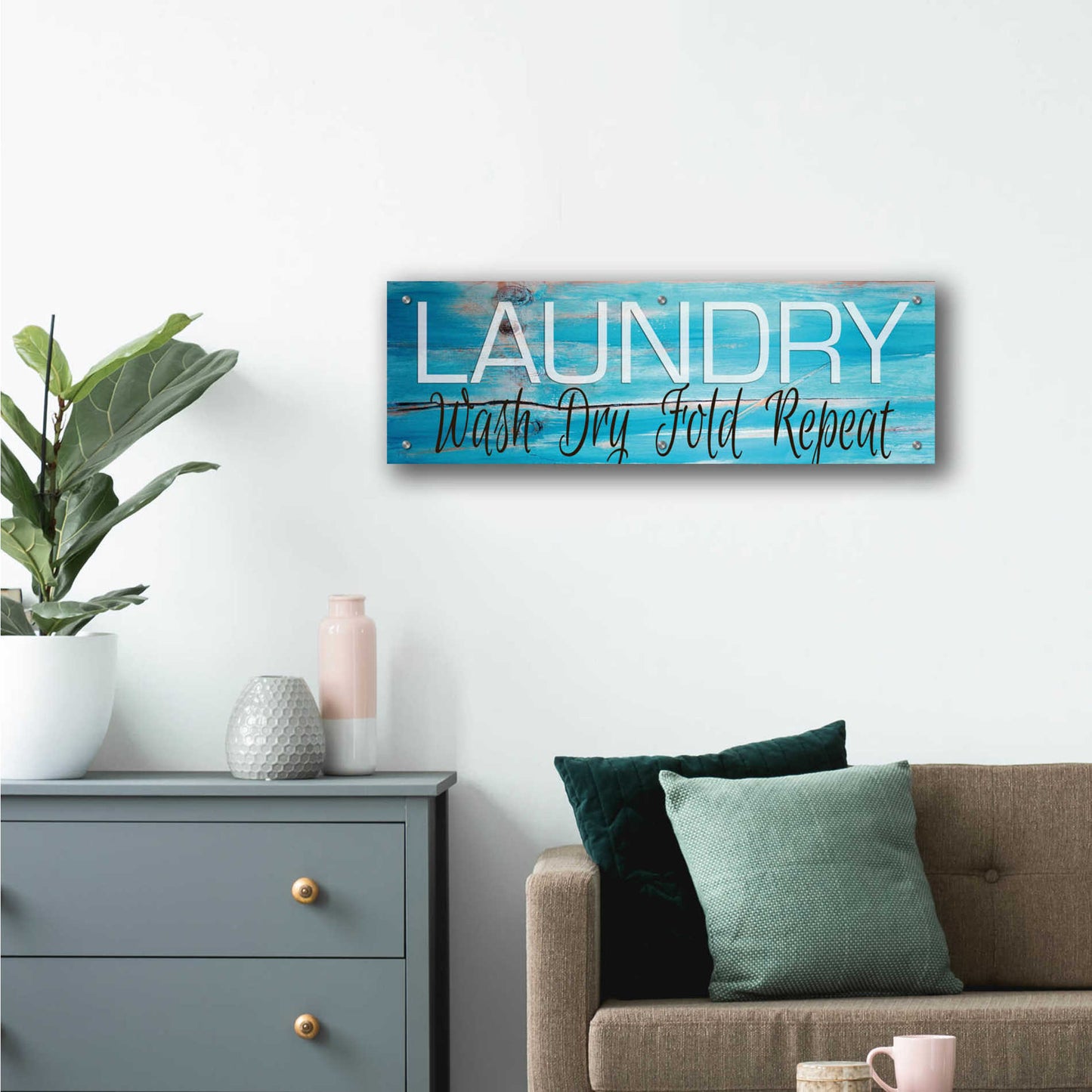 Epic Art 'Laundry - Wash, Dry, Fold, Repeat 2' by Cindy Jacobs, Acrylic Glass Wall Art,36x12