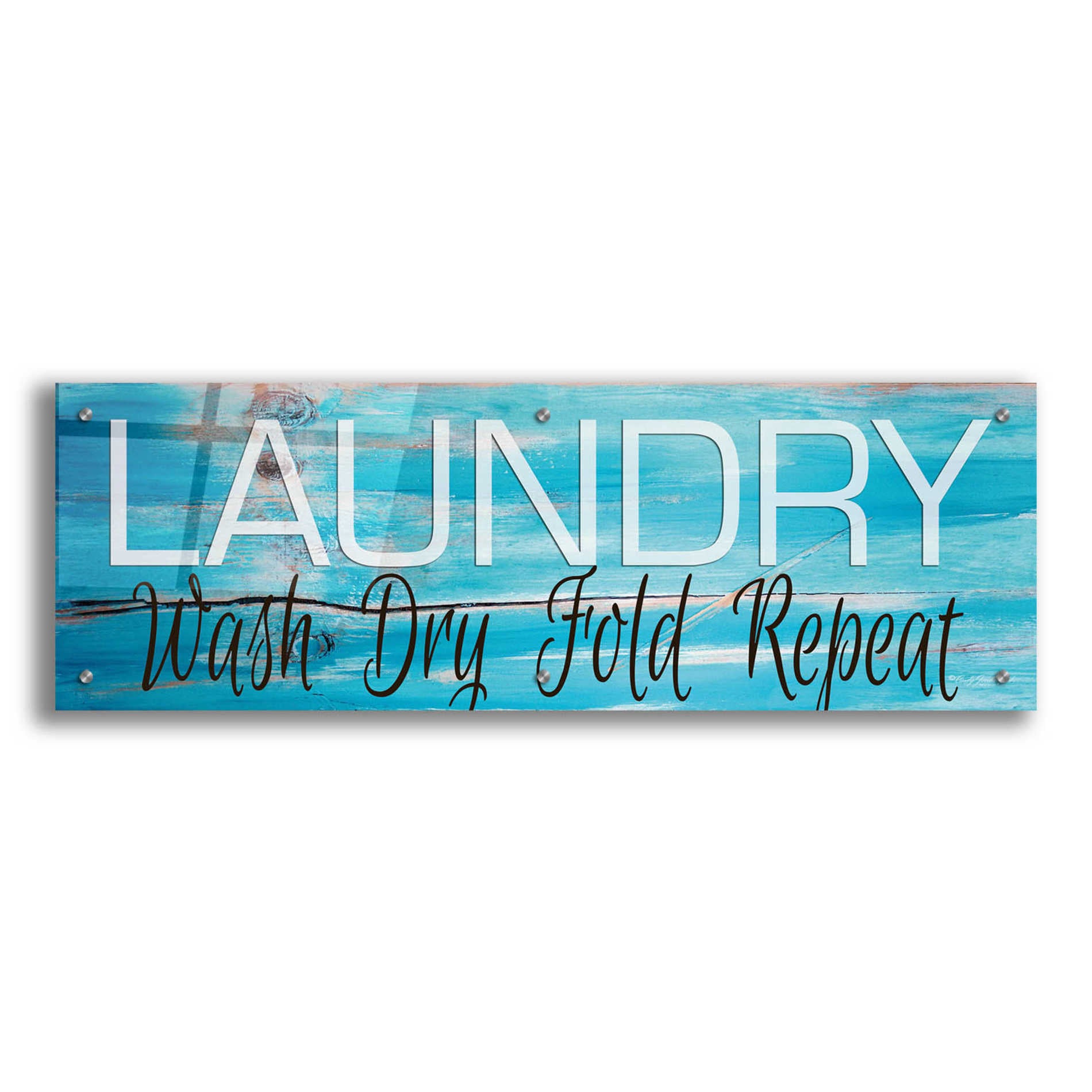 Epic Art 'Laundry - Wash, Dry, Fold, Repeat 2' by Cindy Jacobs, Acrylic Glass Wall Art,36x12