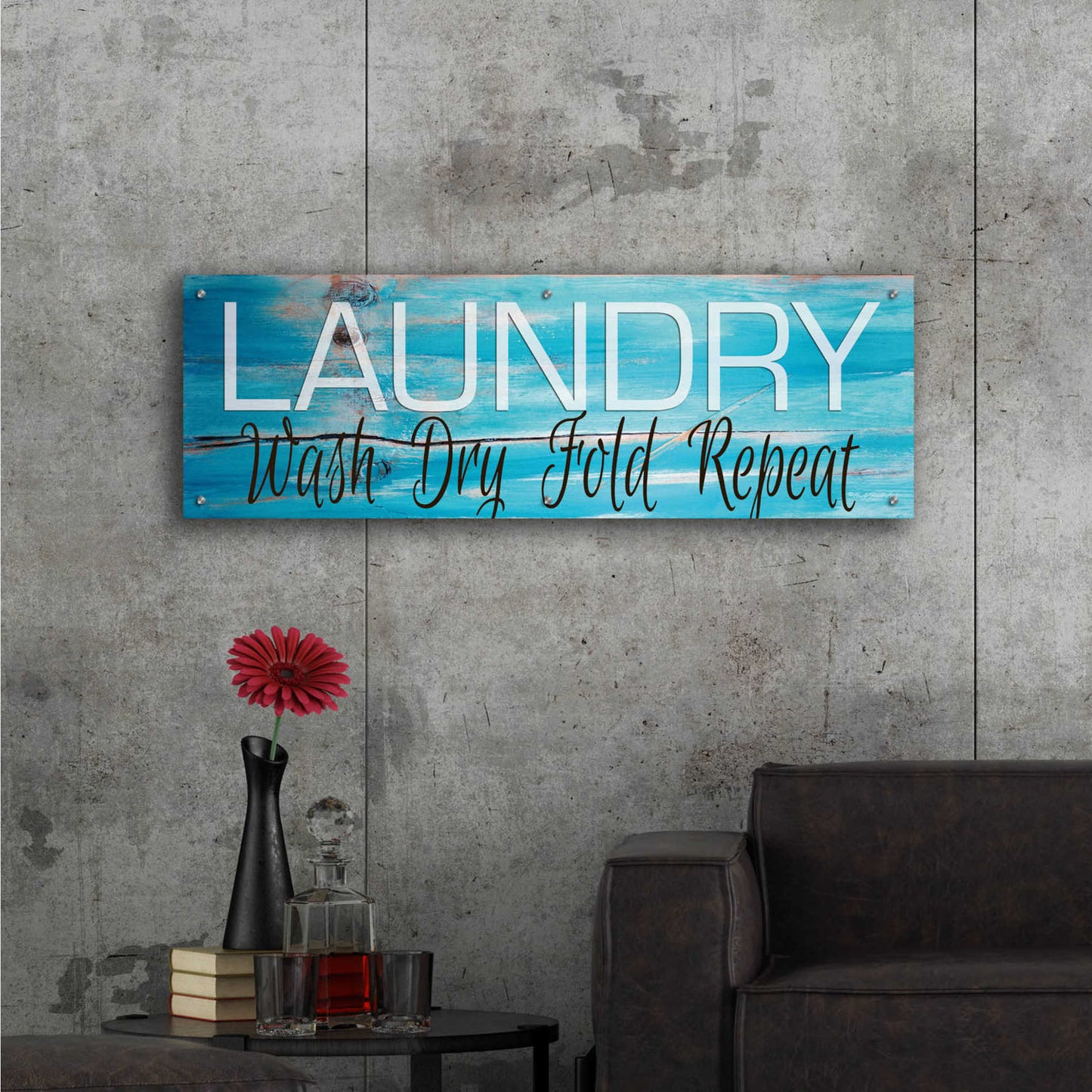 Epic Art 'Laundry - Wash, Dry, Fold, Repeat 2' by Cindy Jacobs, Acrylic Glass Wall Art,48x16