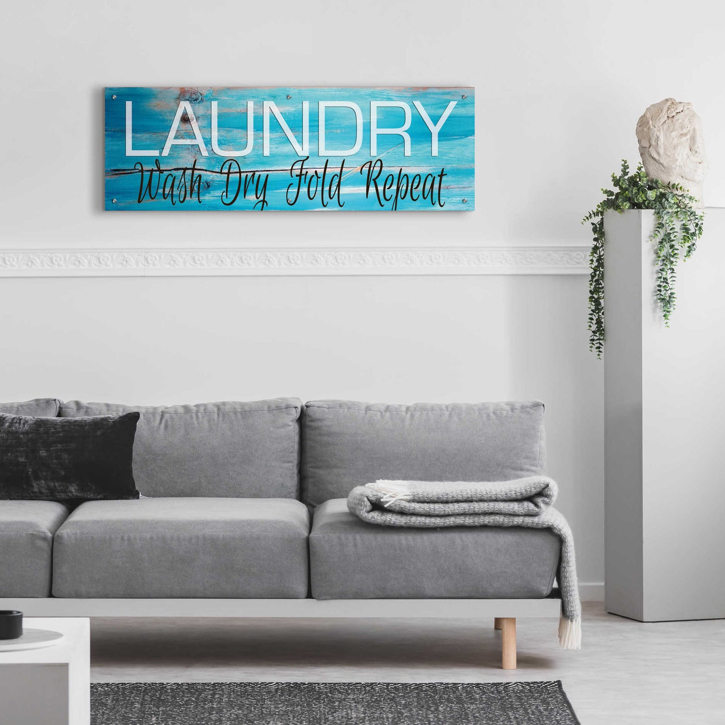 Epic Art 'Laundry - Wash, Dry, Fold, Repeat 2' by Cindy Jacobs, Acrylic Glass Wall Art,48x16