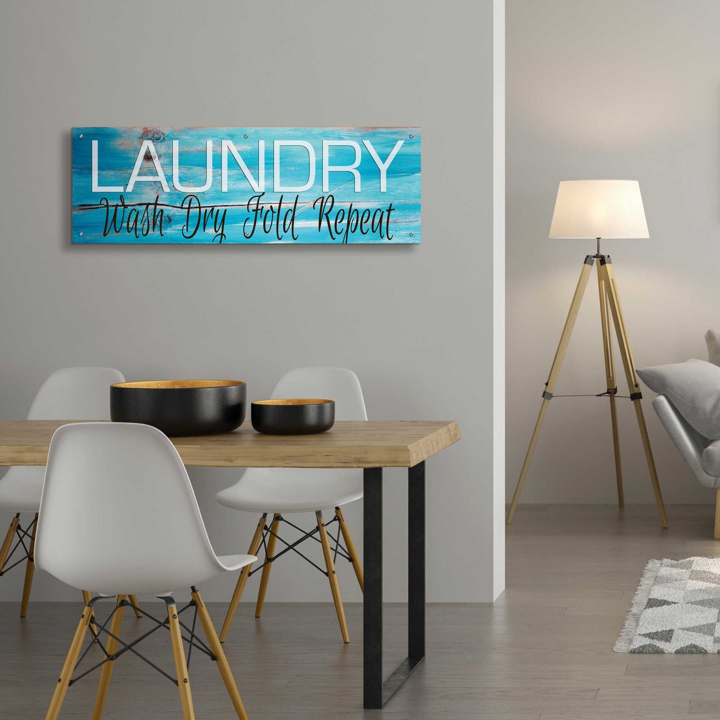 Epic Art 'Laundry - Wash, Dry, Fold, Repeat 2' by Cindy Jacobs, Acrylic Glass Wall Art,48x16