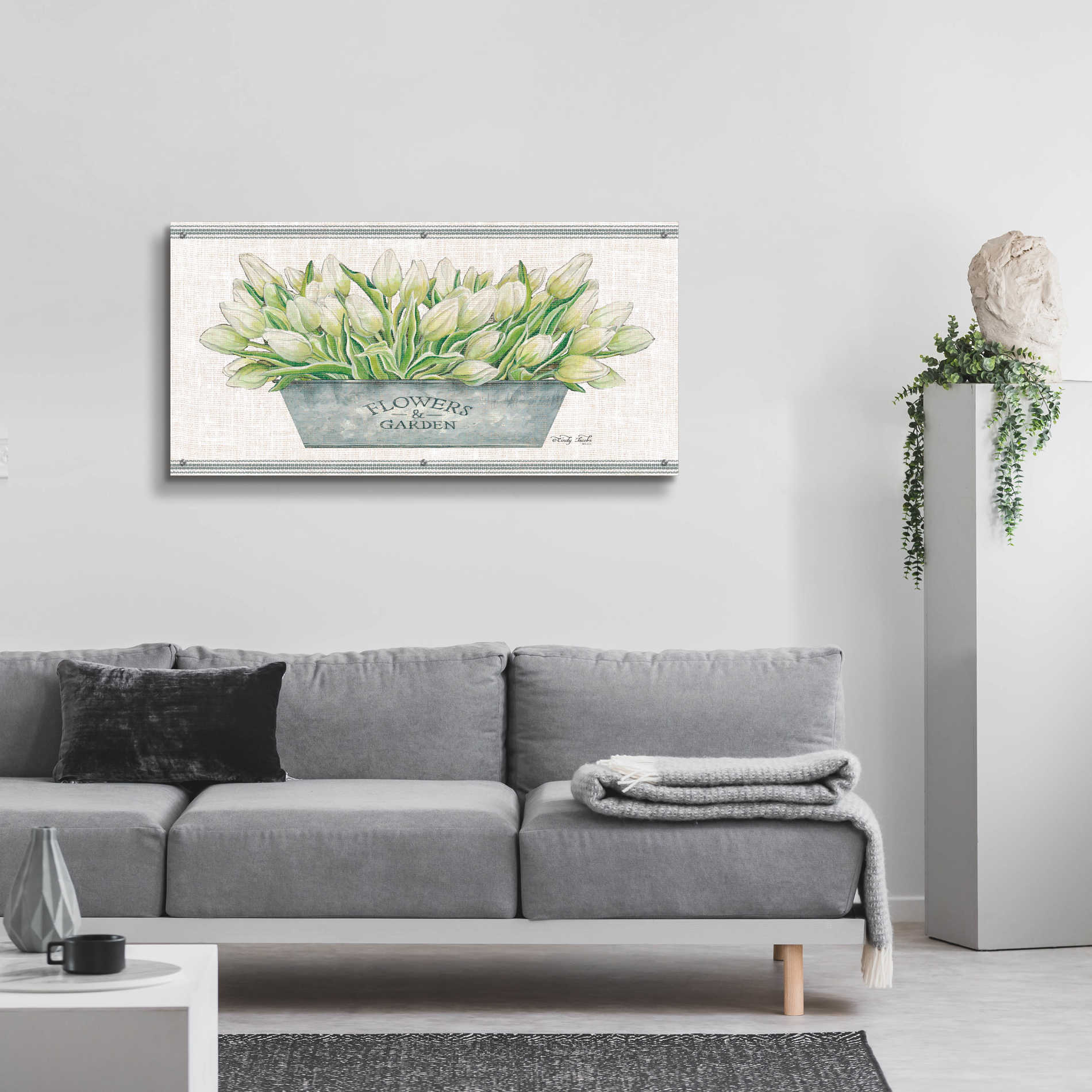 Epic Art 'Flowers & Garden White Tulips' by Cindy Jacobs, Acrylic Glass Wall Art,48x24
