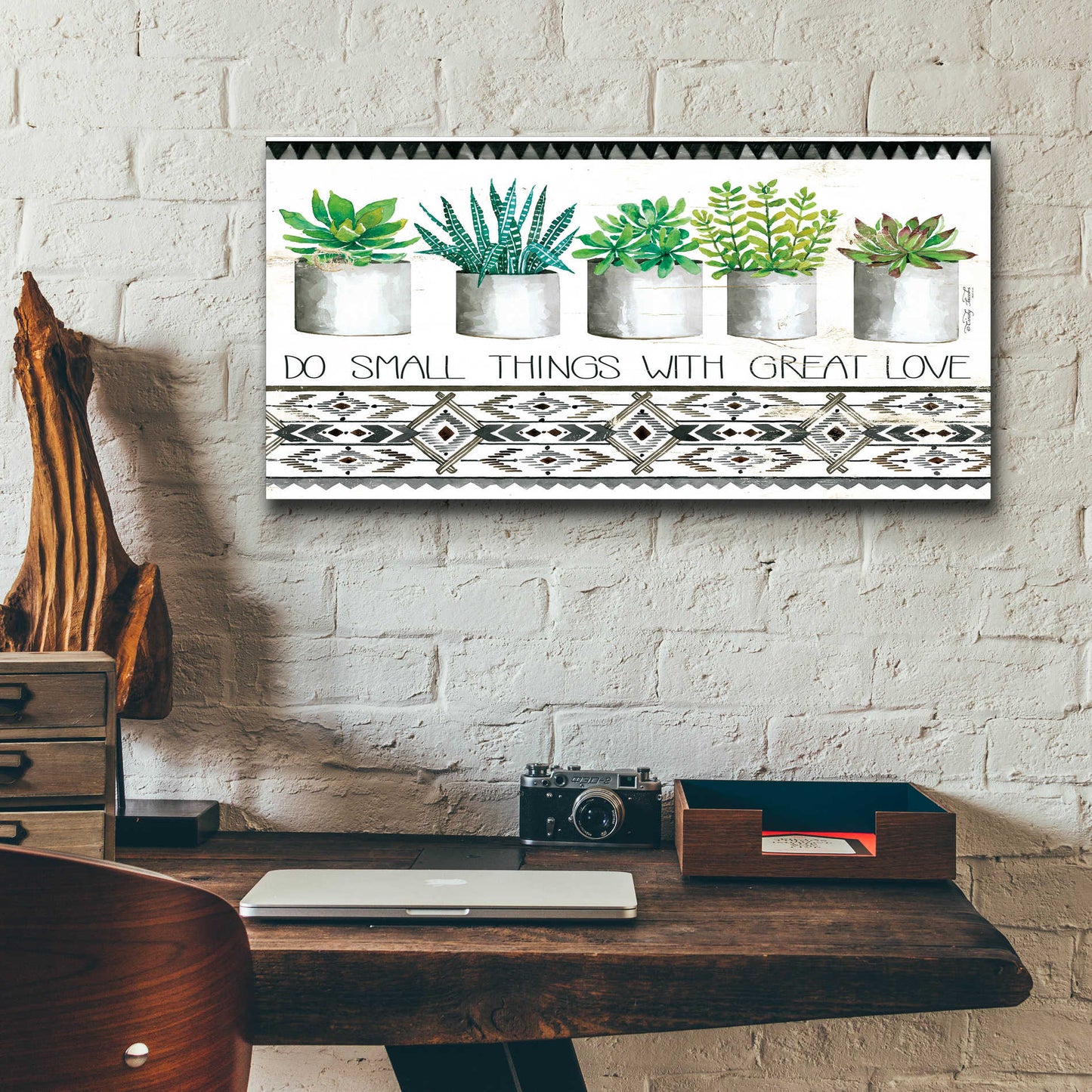 Epic Art 'Do Small Things Succulents' by Cindy Jacobs, Acrylic Glass Wall Art,24x12