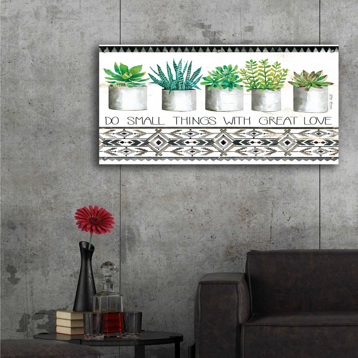 Epic Art 'Do Small Things Succulents' by Cindy Jacobs, Acrylic Glass Wall Art,48x24