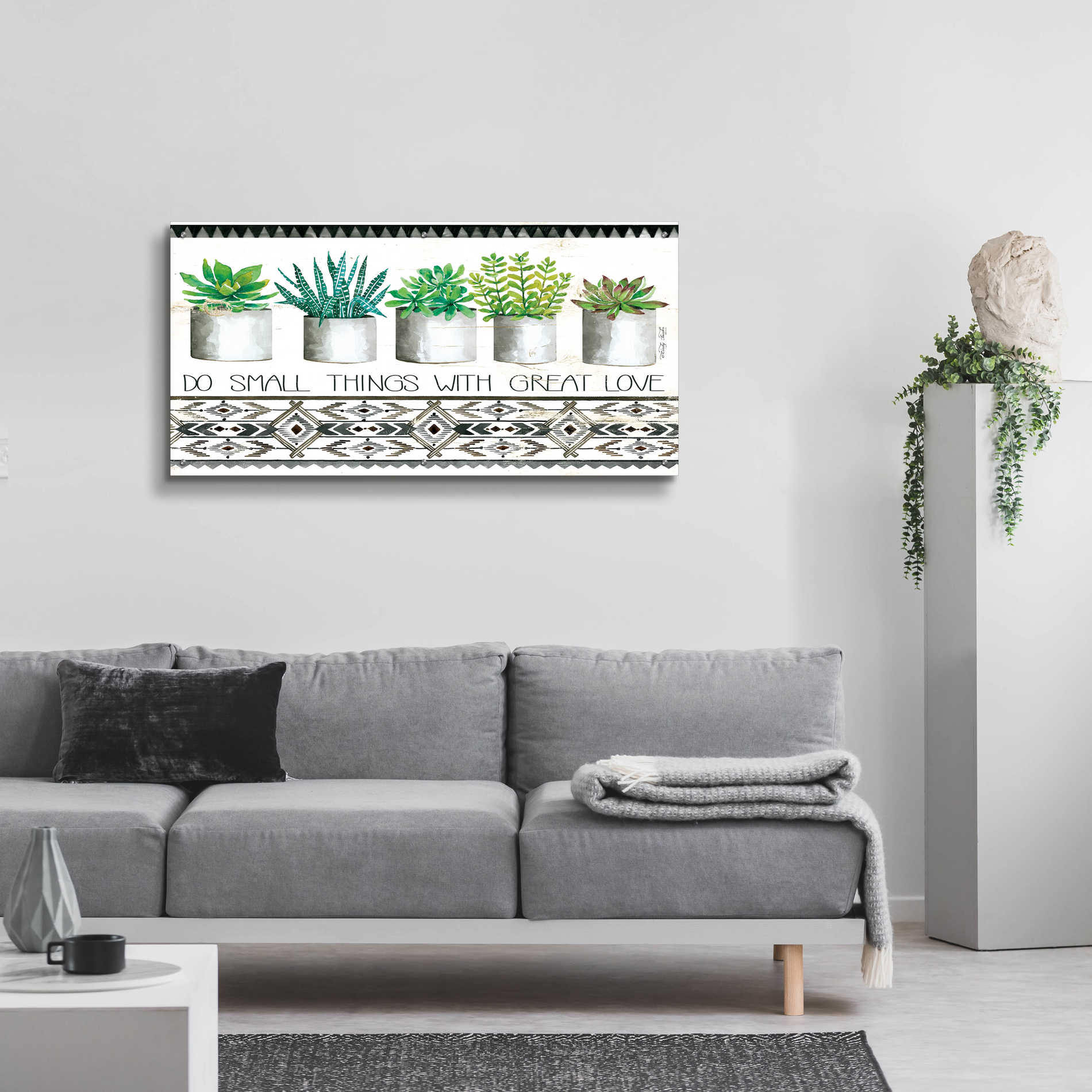 Epic Art 'Do Small Things Succulents' by Cindy Jacobs, Acrylic Glass Wall Art,48x24