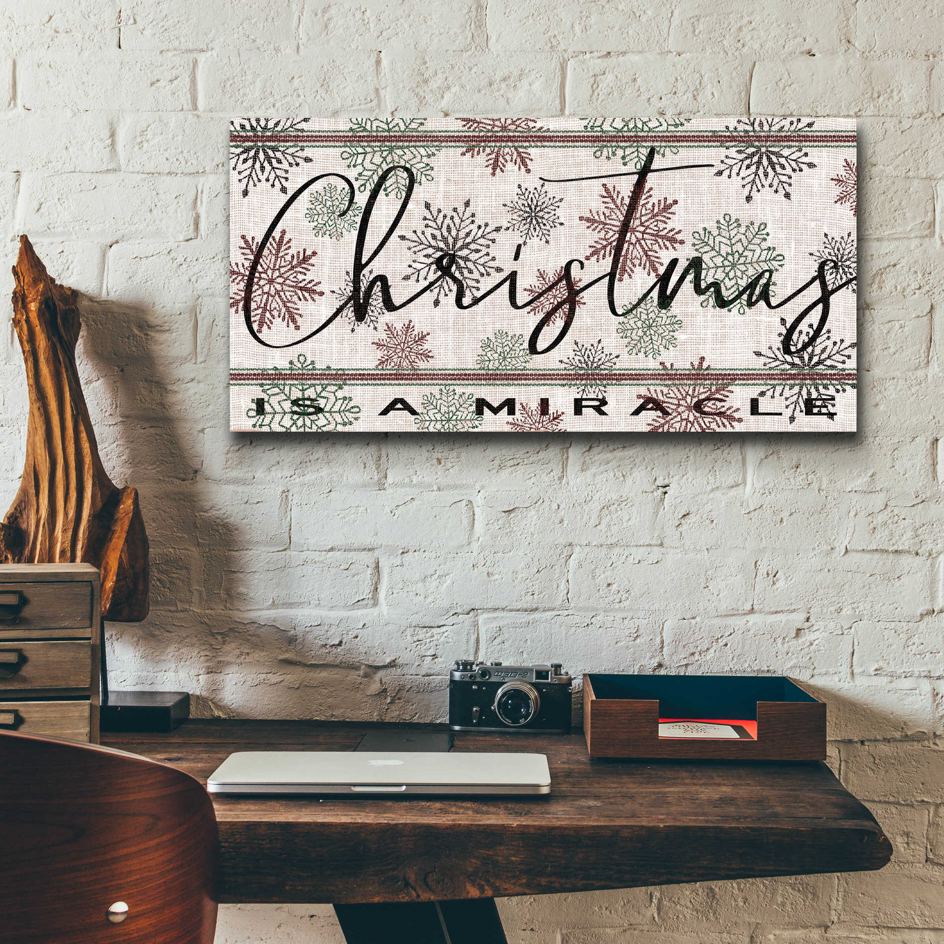 Epic Art 'Christmas is a Miracle' by Cindy Jacobs, Acrylic Glass Wall Art,24x12