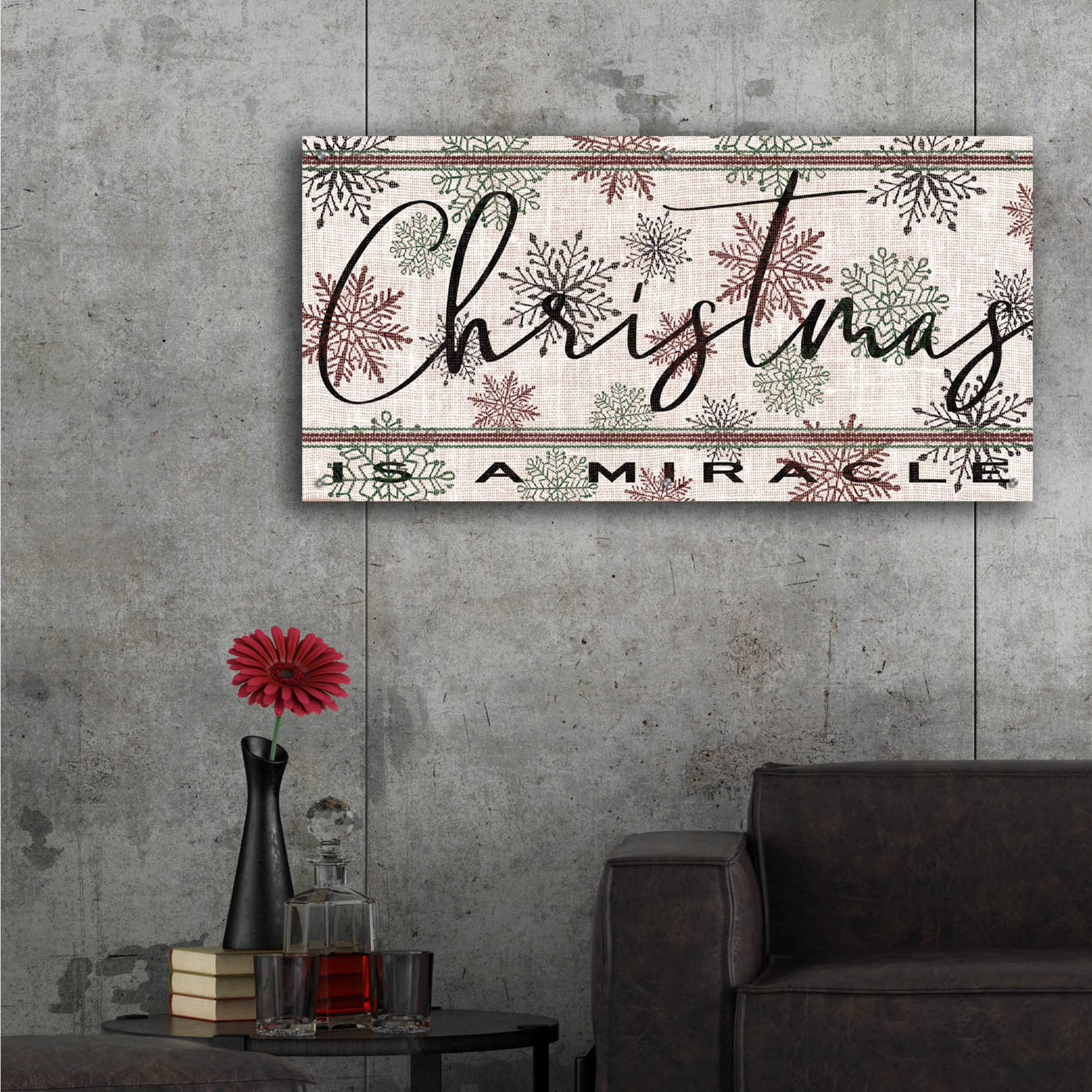 Epic Art 'Christmas is a Miracle' by Cindy Jacobs, Acrylic Glass Wall Art,48x24