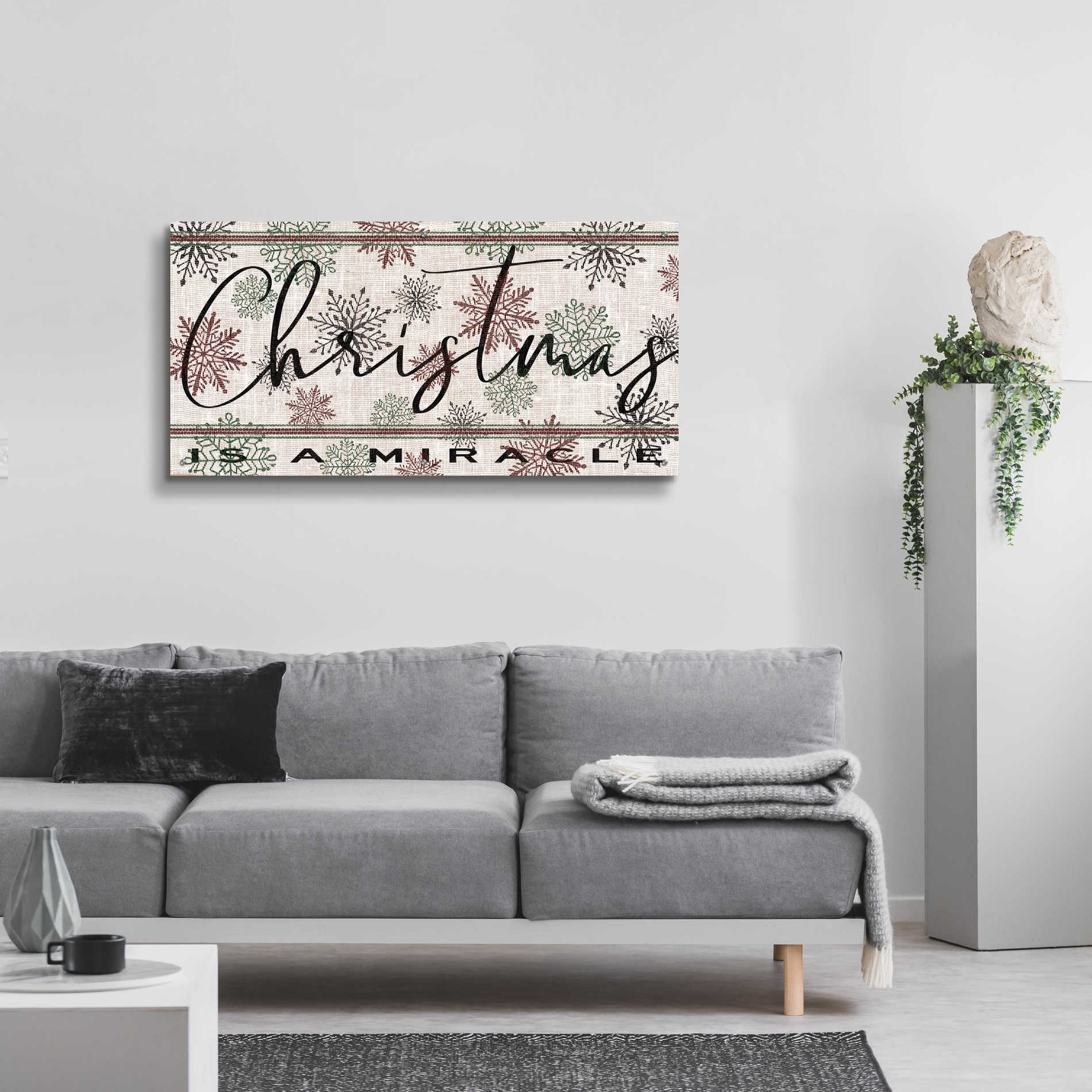 Epic Art 'Christmas is a Miracle' by Cindy Jacobs, Acrylic Glass Wall Art,48x24