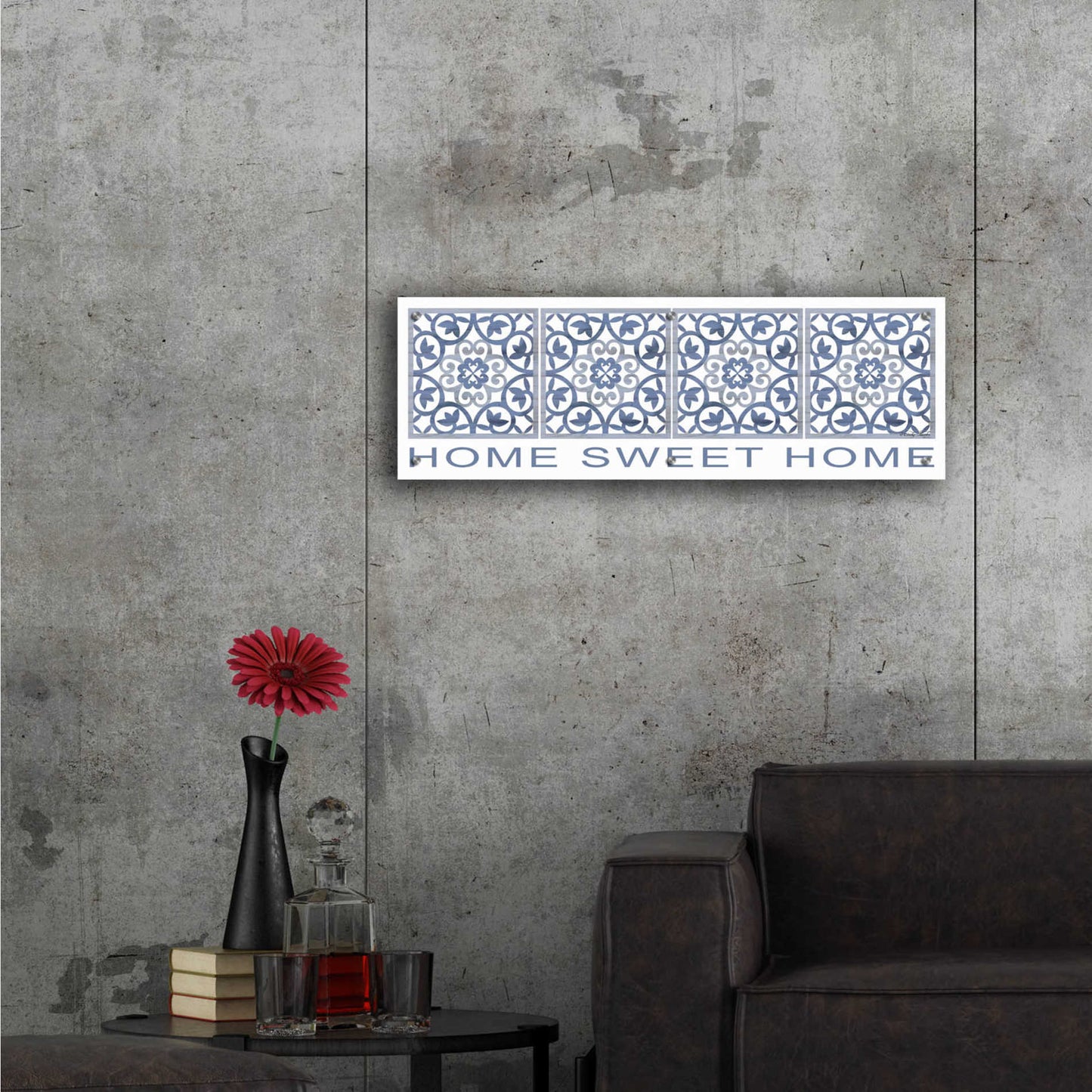 Epic Art 'Home Sweet Home Pattern' by Cindy Jacobs, Acrylic Glass Wall Art,36x12