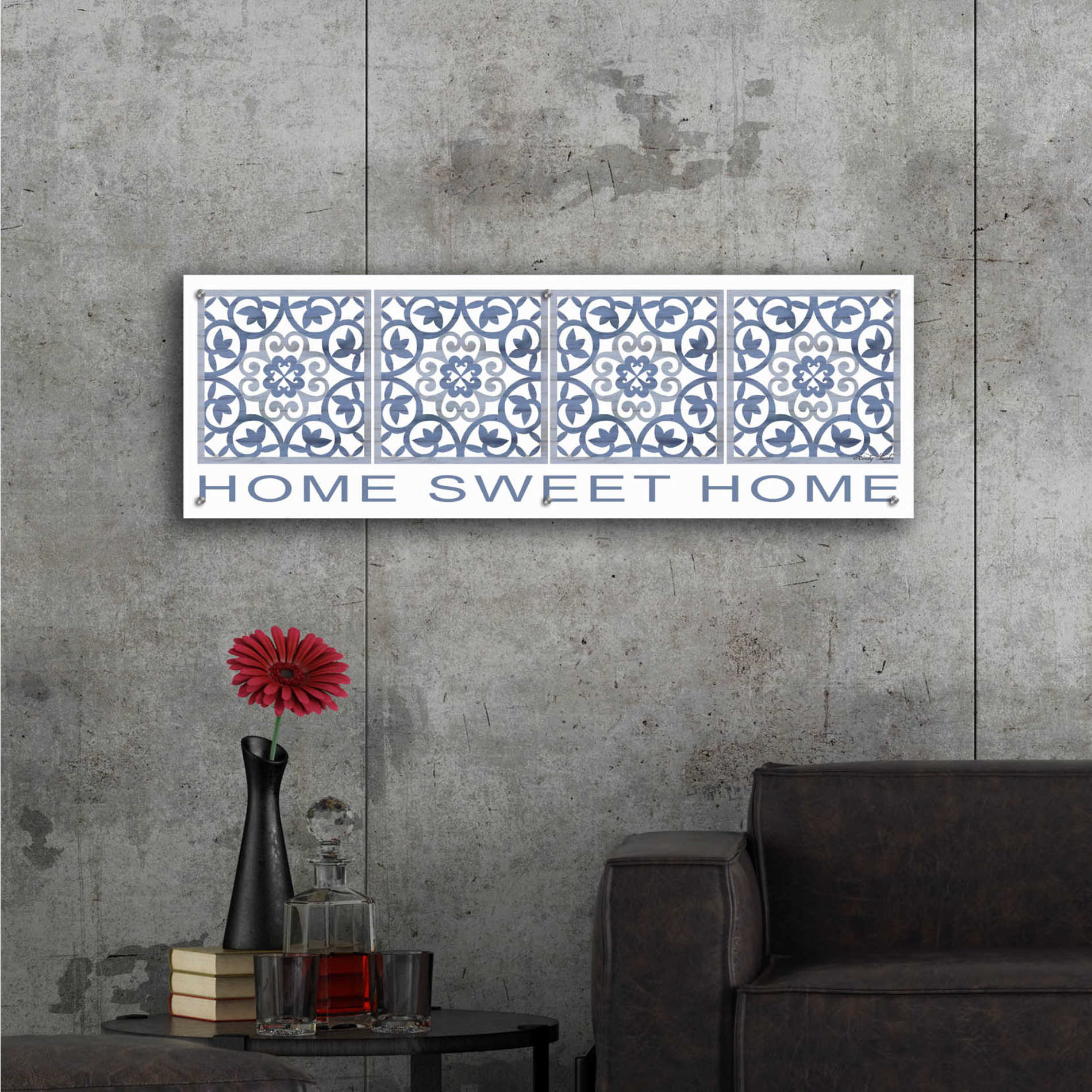 Epic Art 'Home Sweet Home Pattern' by Cindy Jacobs, Acrylic Glass Wall Art,48x16