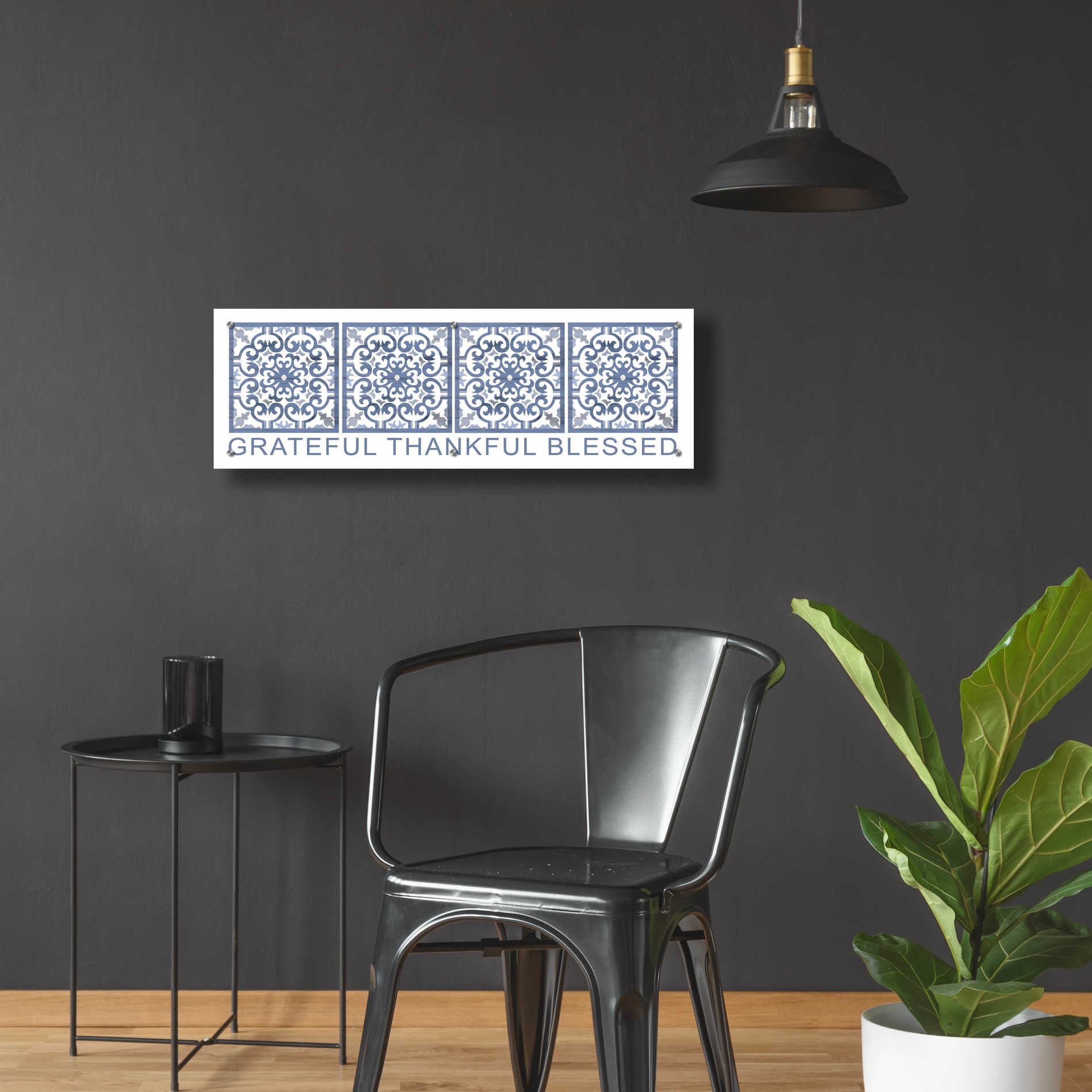 Epic Art 'Grateful, Thankful, Blessed Pattern' by Cindy Jacobs, Acrylic Glass Wall Art,36x12