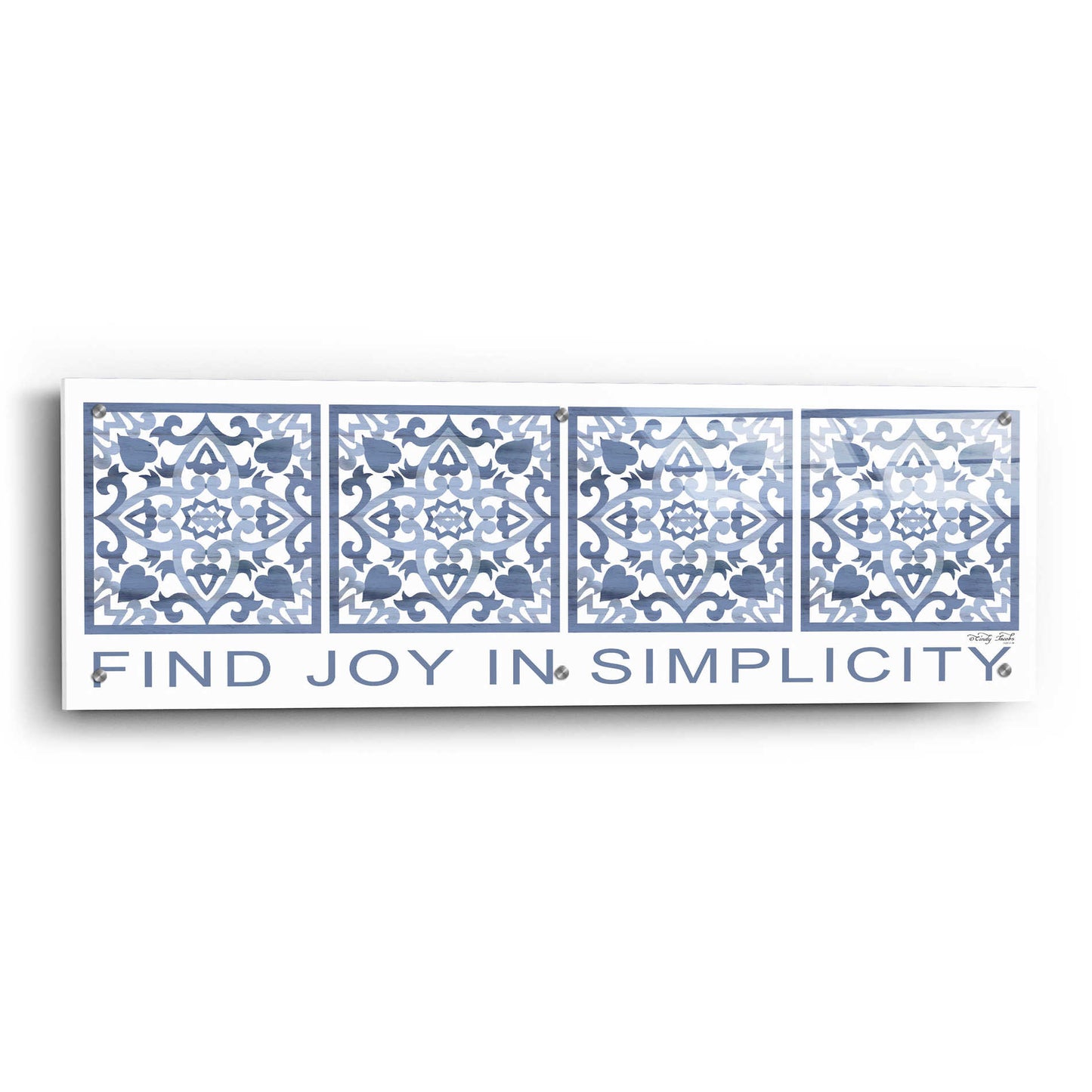 Epic Art 'Find Joy in Simplicity Pattern' by Cindy Jacobs, Acrylic Glass Wall Art,36x12