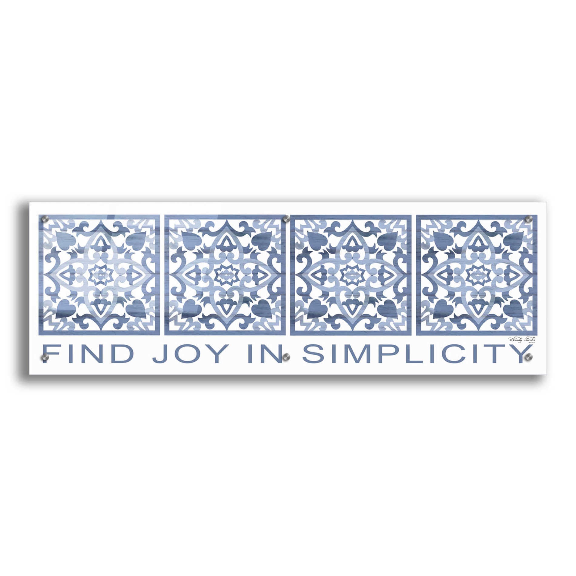 Epic Art 'Find Joy in Simplicity Pattern' by Cindy Jacobs, Acrylic Glass Wall Art,36x12