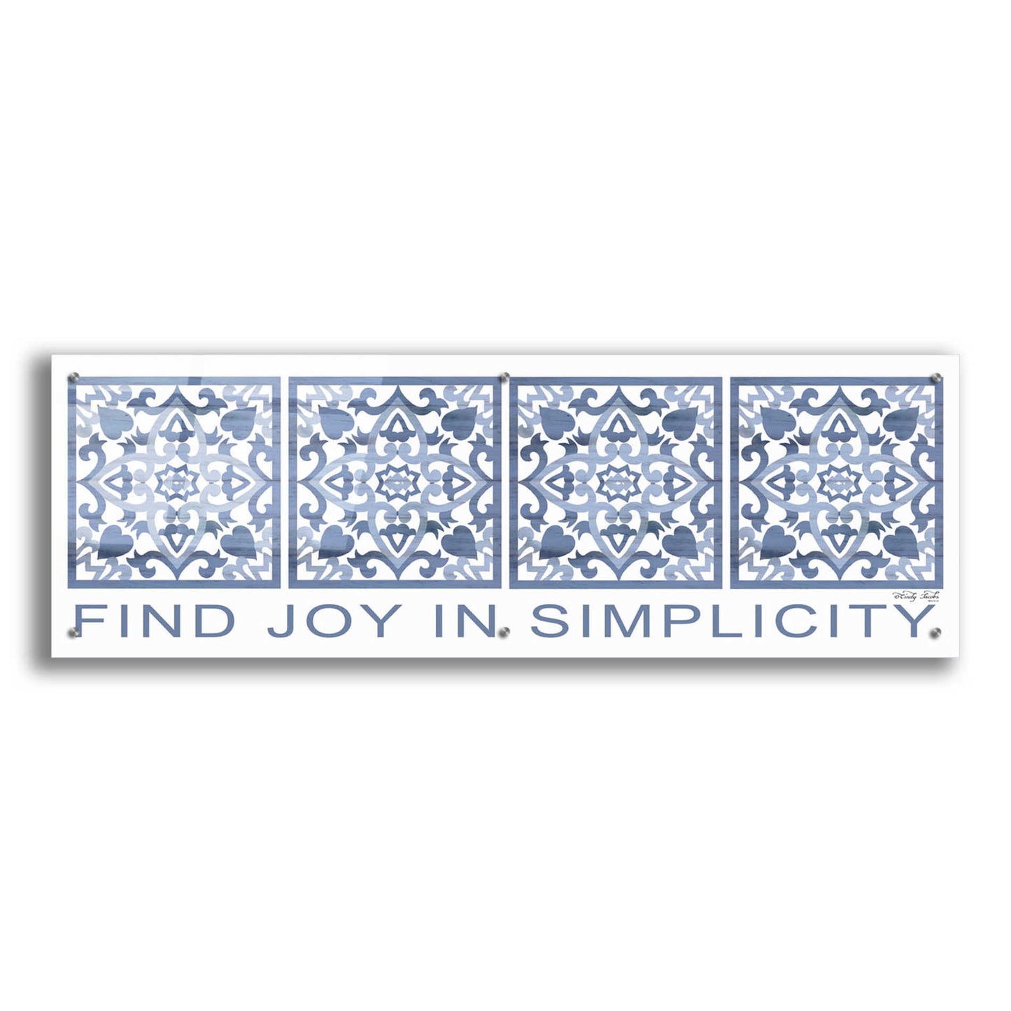 Epic Art 'Find Joy in Simplicity Pattern' by Cindy Jacobs, Acrylic Glass Wall Art,48x16