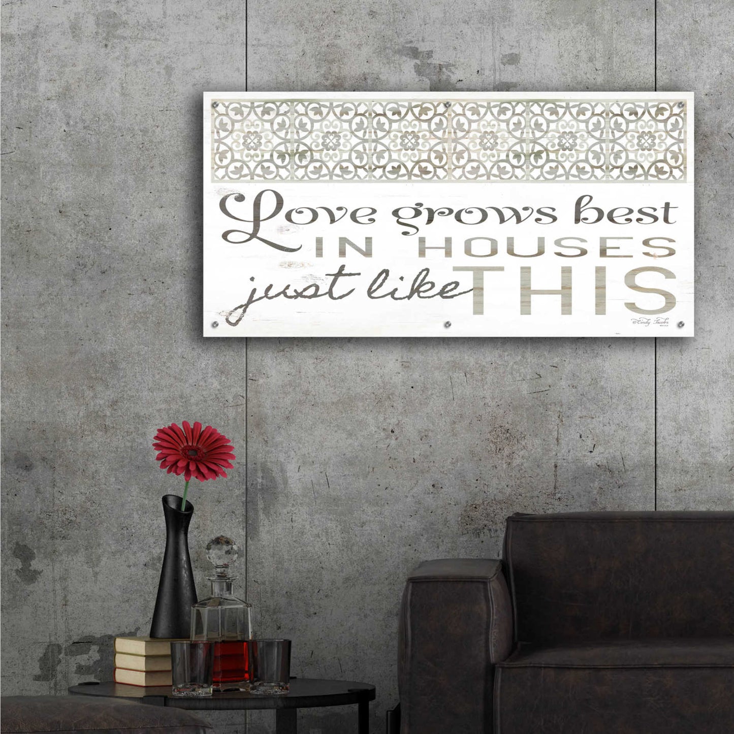 Epic Art 'Love Grows Best' by Cindy Jacobs, Acrylic Glass Wall Art,48x24