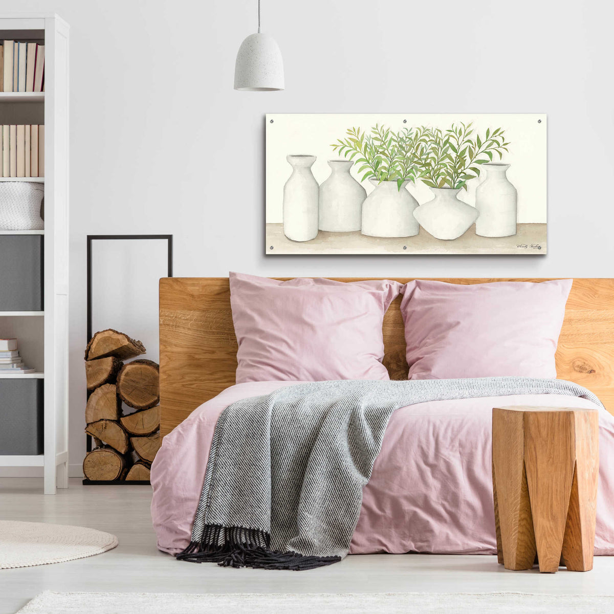 Epic Art 'Simplicity in White II' by Cindy Jacobs, Acrylic Glass Wall Art,48x24