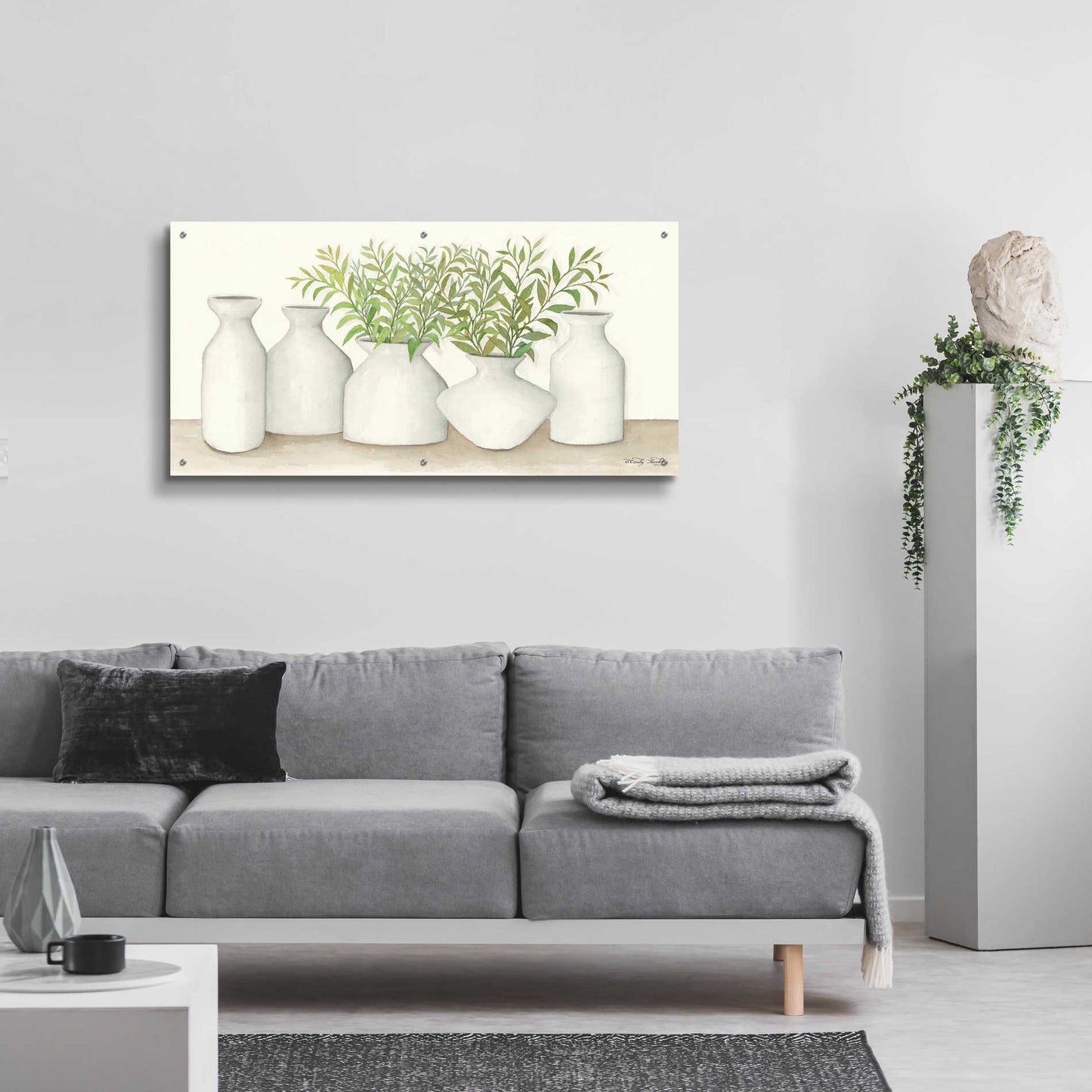 Epic Art 'Simplicity in White II' by Cindy Jacobs, Acrylic Glass Wall Art,48x24