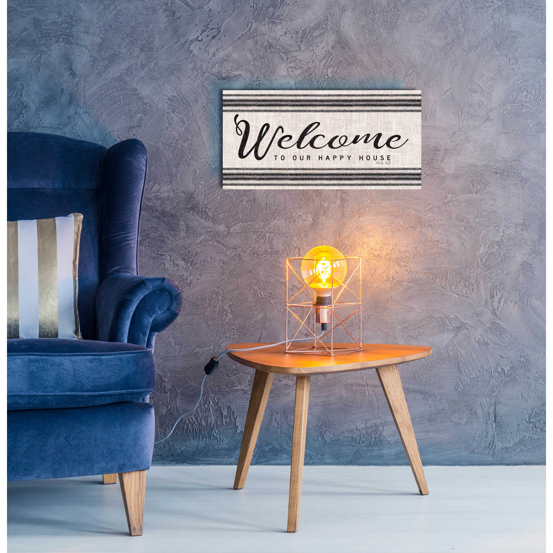 Epic Art 'Welcome to Our Happy Place' by Cindy Jacobs, Acrylic Glass Wall Art,24x12