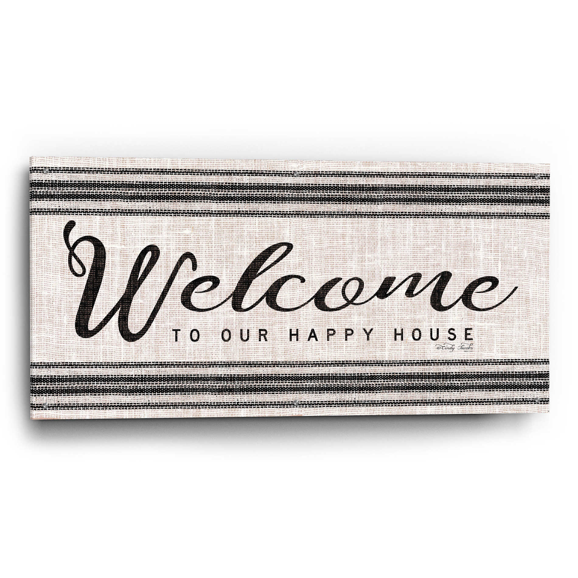 Epic Art 'Welcome to Our Happy Place' by Cindy Jacobs, Acrylic Glass Wall Art,48x24