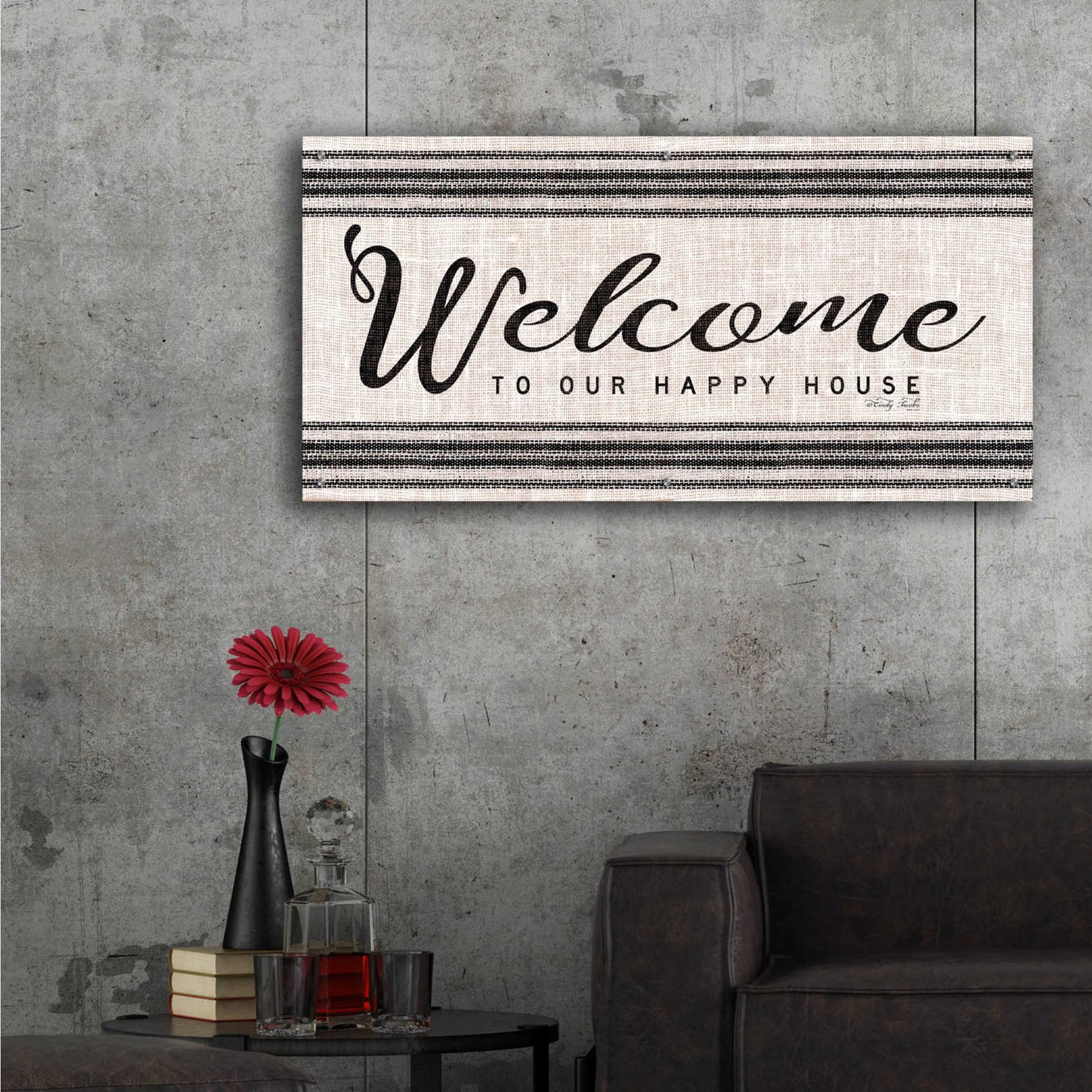 Epic Art 'Welcome to Our Happy Place' by Cindy Jacobs, Acrylic Glass Wall Art,48x24