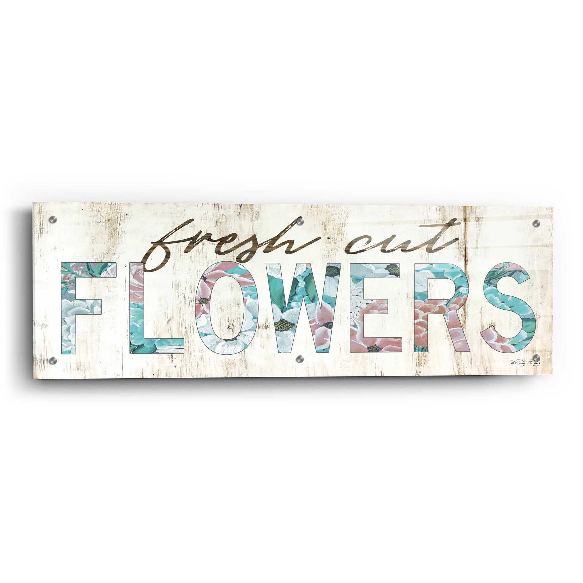 Epic Art 'Fresh Cut Flowers' by Cindy Jacobs, Acrylic Glass Wall Art,36x12