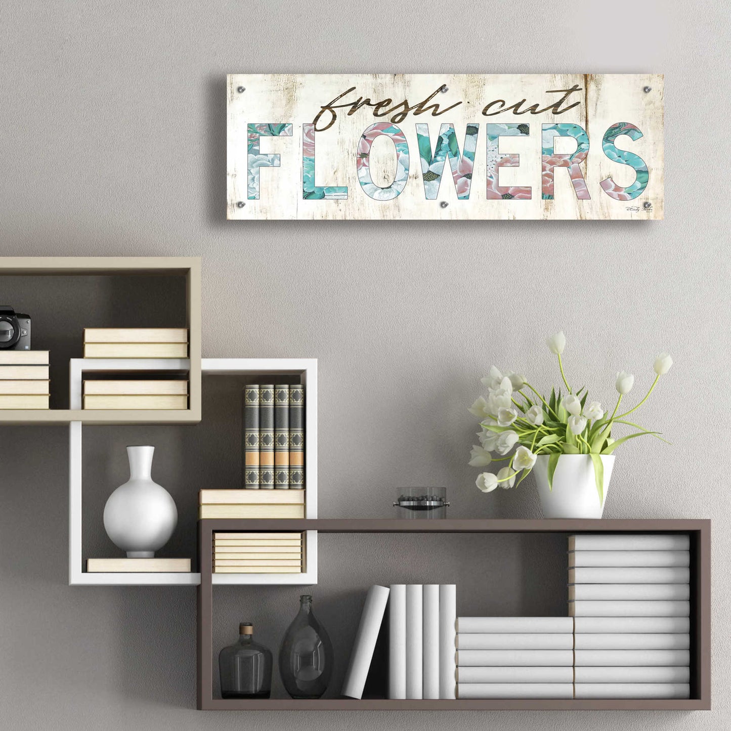 Epic Art 'Fresh Cut Flowers' by Cindy Jacobs, Acrylic Glass Wall Art,36x12