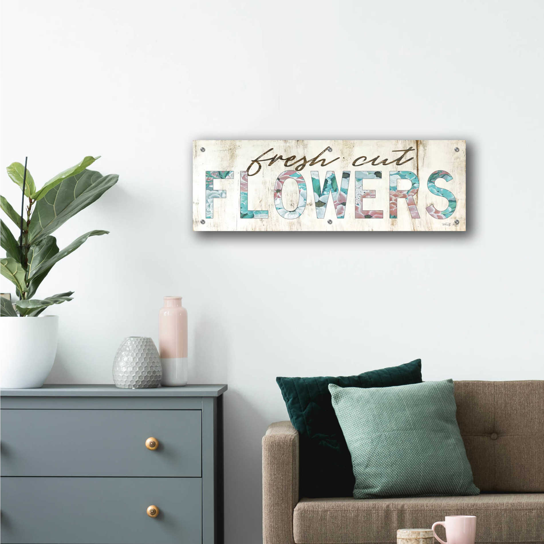 Epic Art 'Fresh Cut Flowers' by Cindy Jacobs, Acrylic Glass Wall Art,36x12