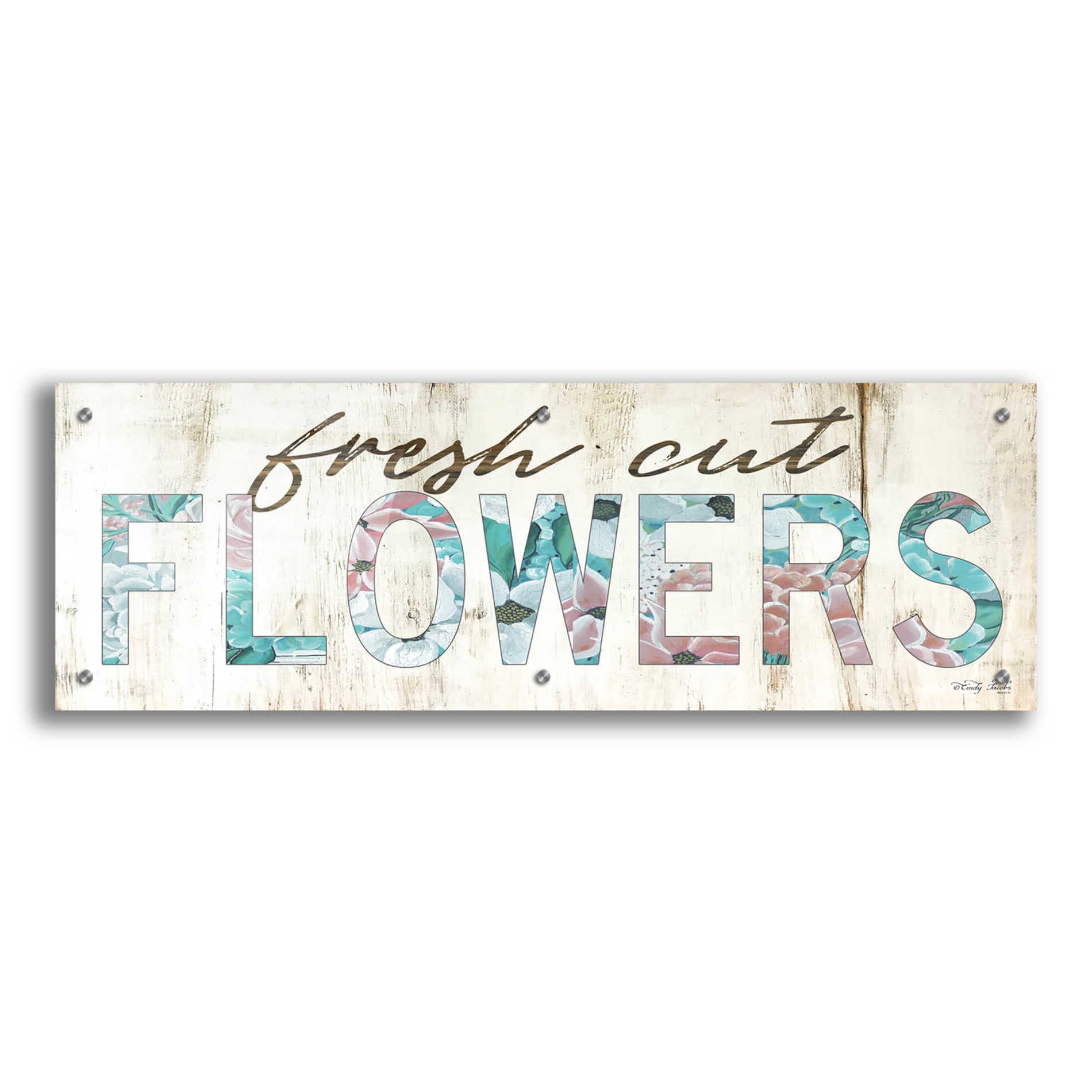 Epic Art 'Fresh Cut Flowers' by Cindy Jacobs, Acrylic Glass Wall Art,36x12