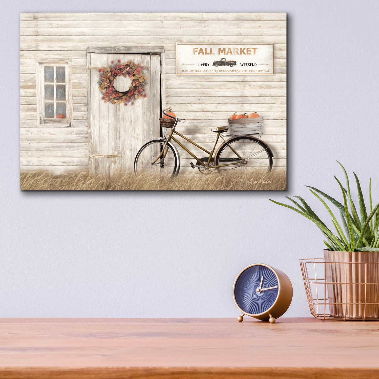 Epic Art 'Pumpkin Bicycle' by Lori Deiter Acrylic Glass Wall Art,16x12