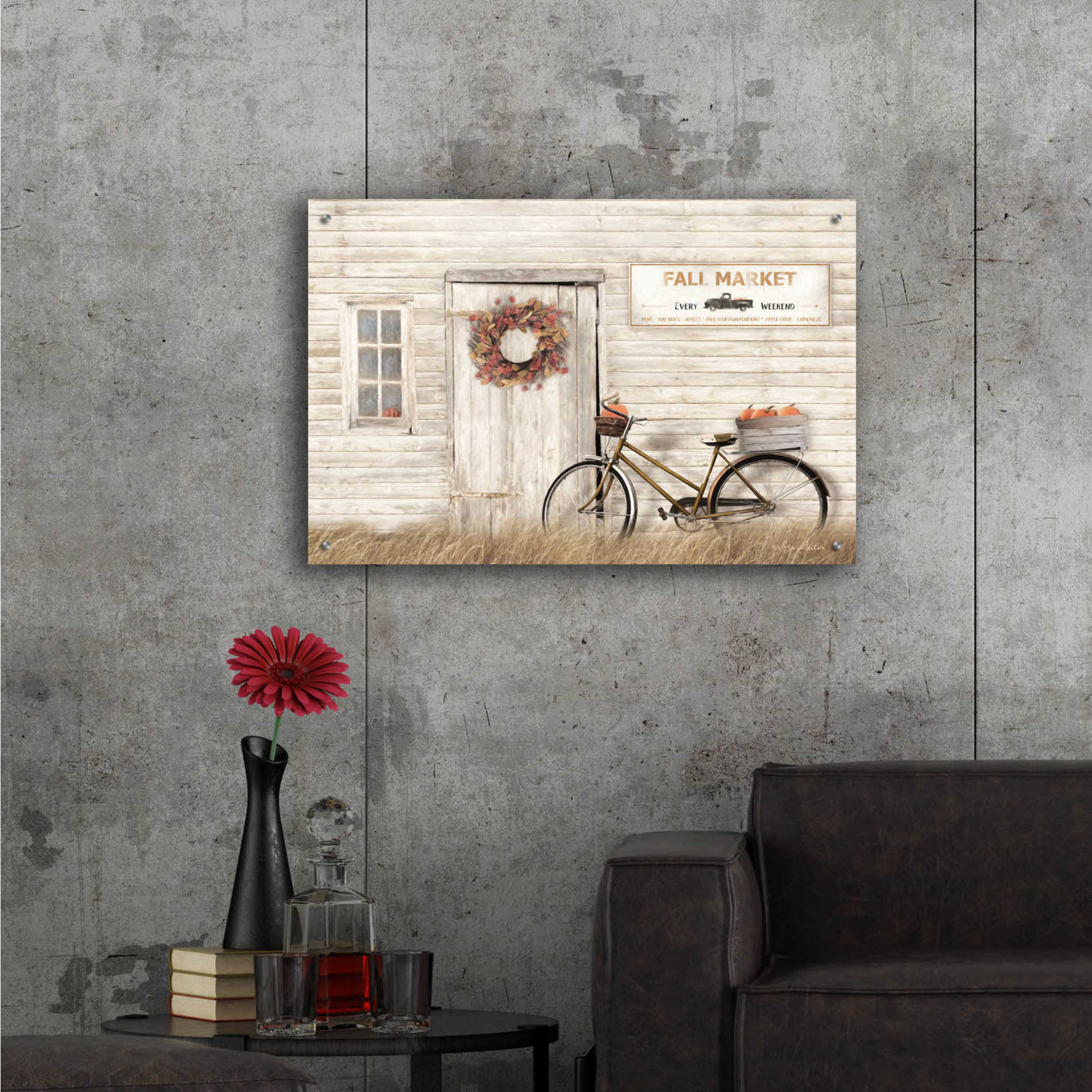 Epic Art 'Pumpkin Bicycle' by Lori Deiter Acrylic Glass Wall Art,36x24