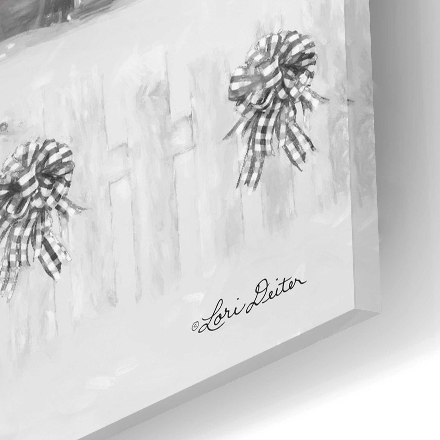 Epic Art 'Barn with Fence and Bows' by Lori Deiter Acrylic Glass Wall Art,16x12