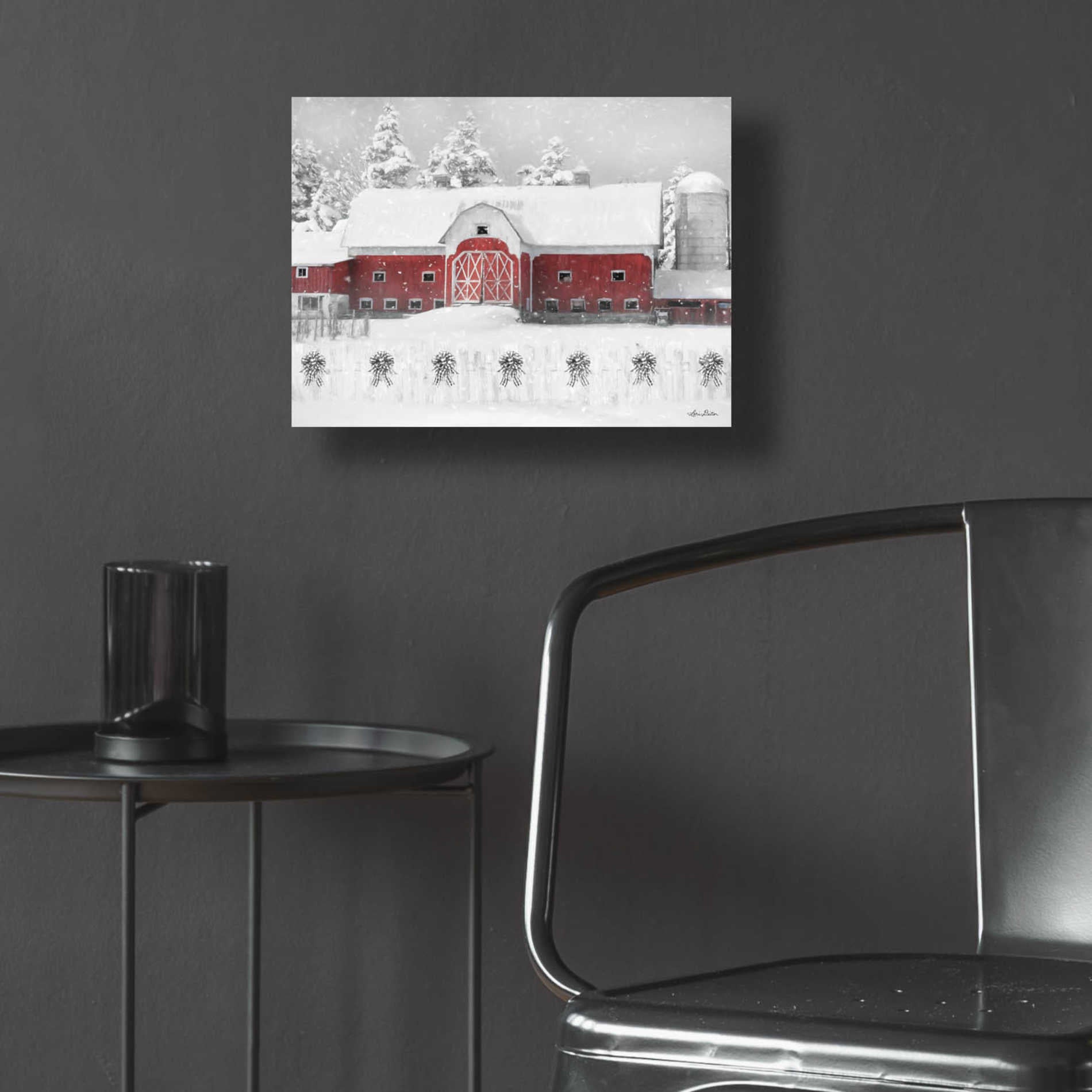 Epic Art 'Barn with Fence and Bows' by Lori Deiter Acrylic Glass Wall Art,16x12
