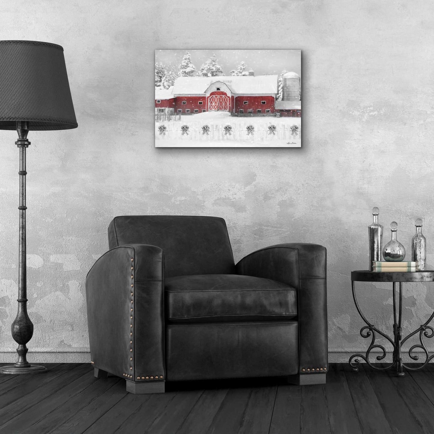 Epic Art 'Barn with Fence and Bows' by Lori Deiter Acrylic Glass Wall Art,24x16