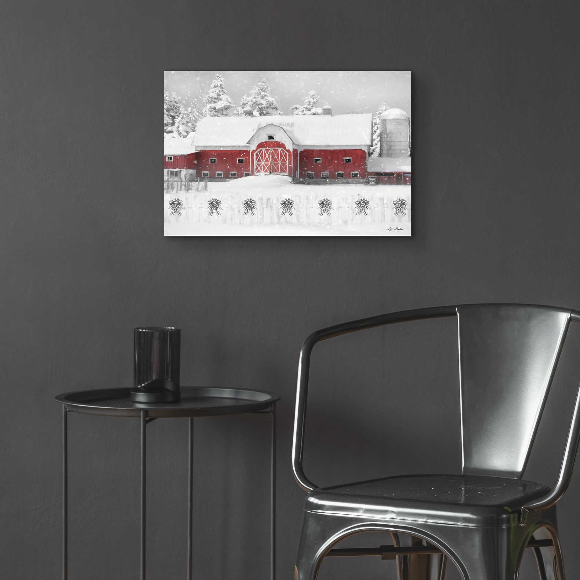 Epic Art 'Barn with Fence and Bows' by Lori Deiter Acrylic Glass Wall Art,24x16