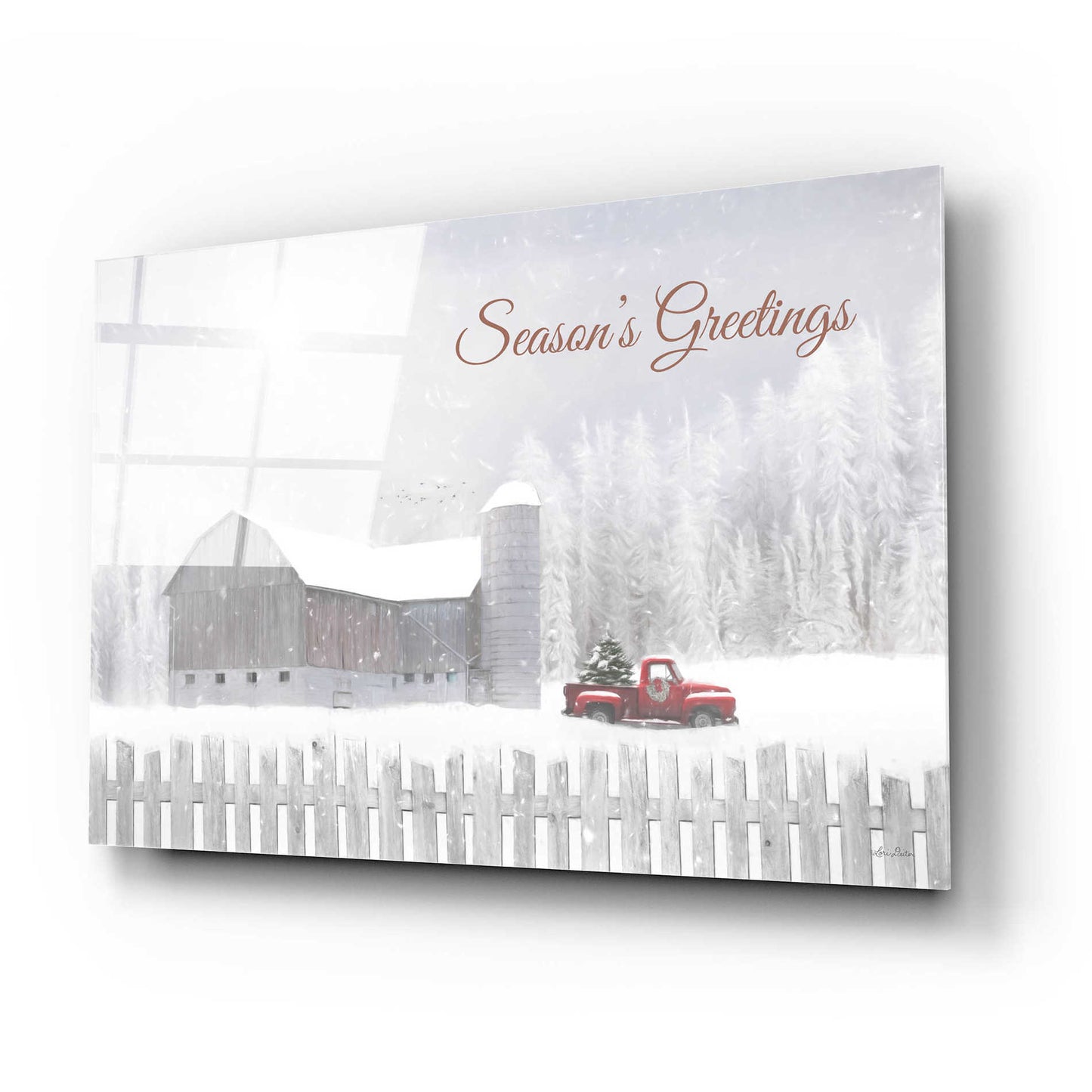 Epic Art 'Season's Greetings with Truck' by Lori Deiter Acrylic Glass Wall Art,24x16