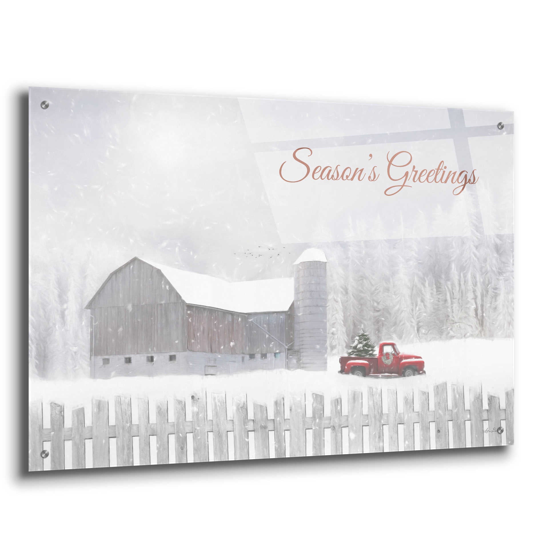 Epic Art 'Season's Greetings with Truck' by Lori Deiter Acrylic Glass Wall Art,36x24