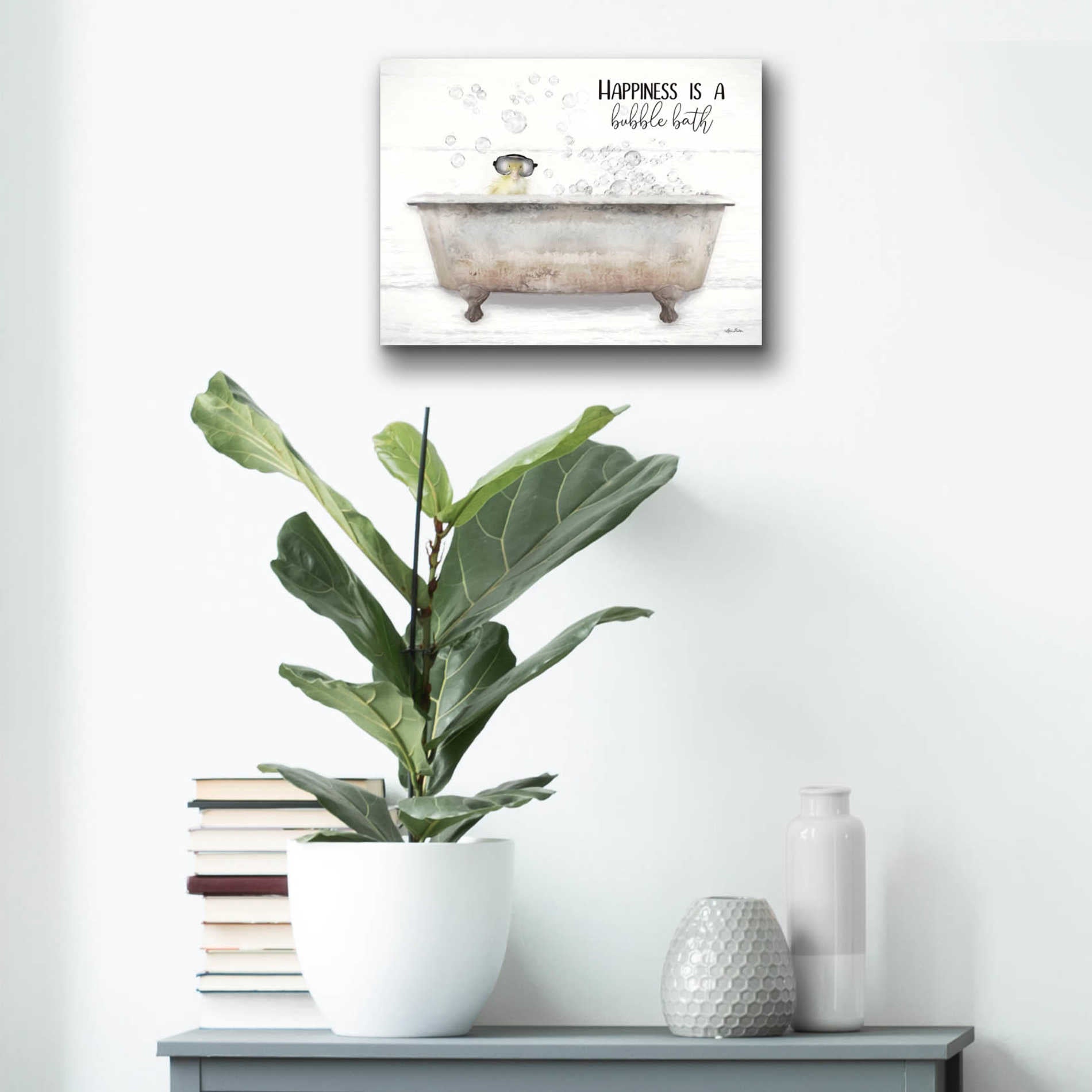 Epic Art 'Happiness Bubble Bath' by Lori Deiter Acrylic Glass Wall Art,16x12