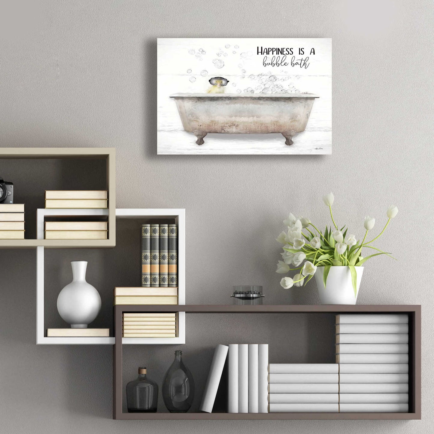 Epic Art 'Happiness Bubble Bath' by Lori Deiter Acrylic Glass Wall Art,24x16
