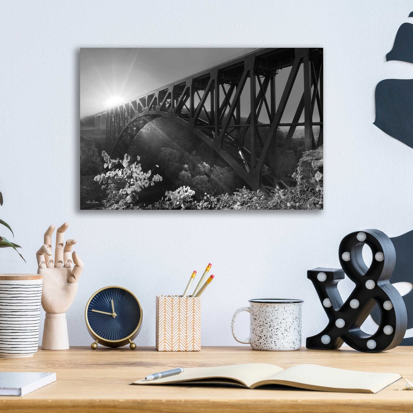 Epic Art 'Sunrise at Letchworth Black & White' by Lori Deiter Acrylic Glass Wall Art,16x12