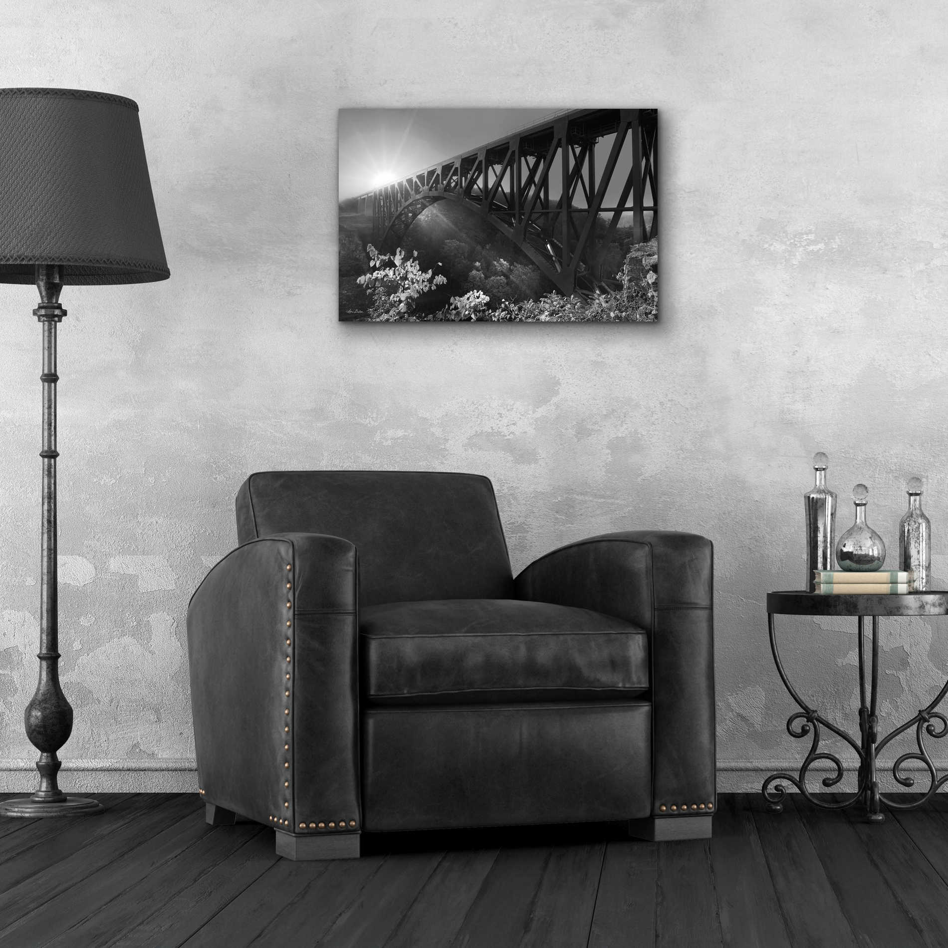 Epic Art 'Sunrise at Letchworth Black & White' by Lori Deiter Acrylic Glass Wall Art,24x16