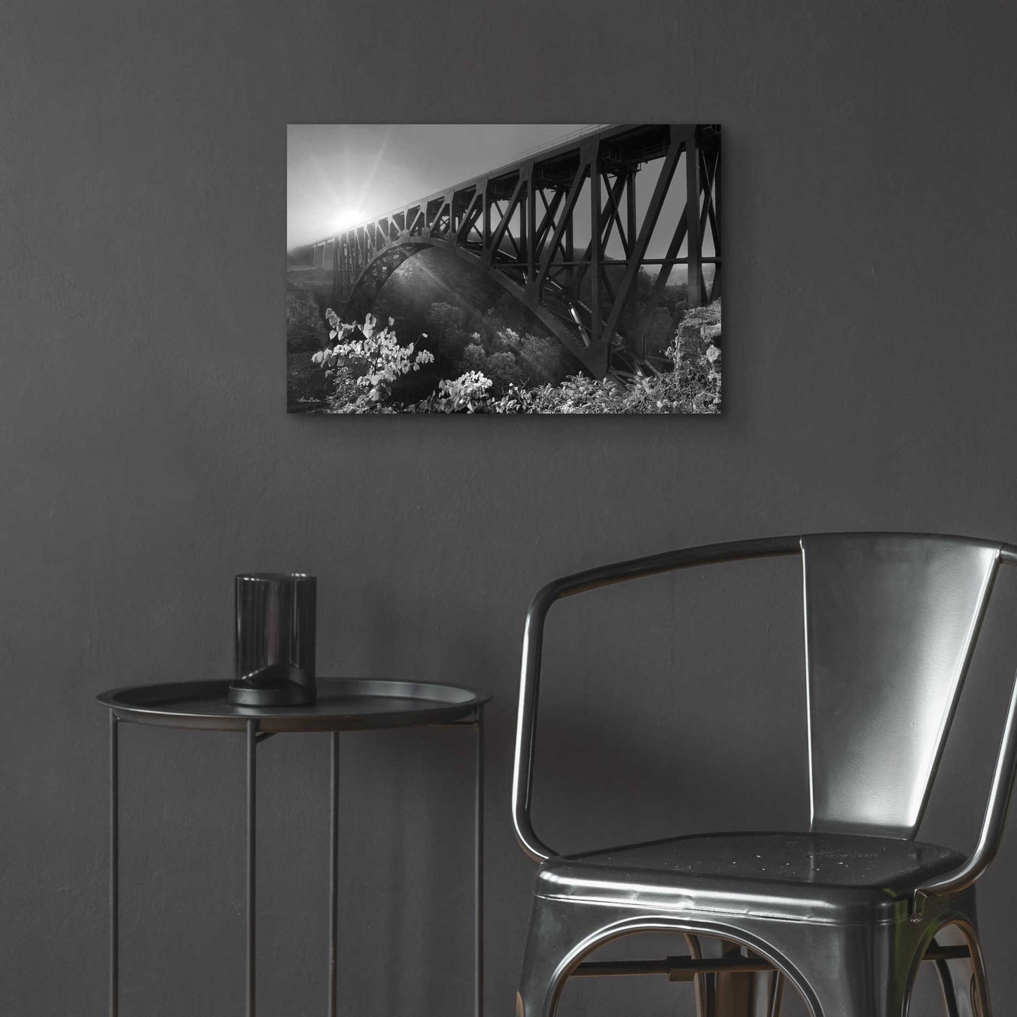 Epic Art 'Sunrise at Letchworth Black & White' by Lori Deiter Acrylic Glass Wall Art,24x16