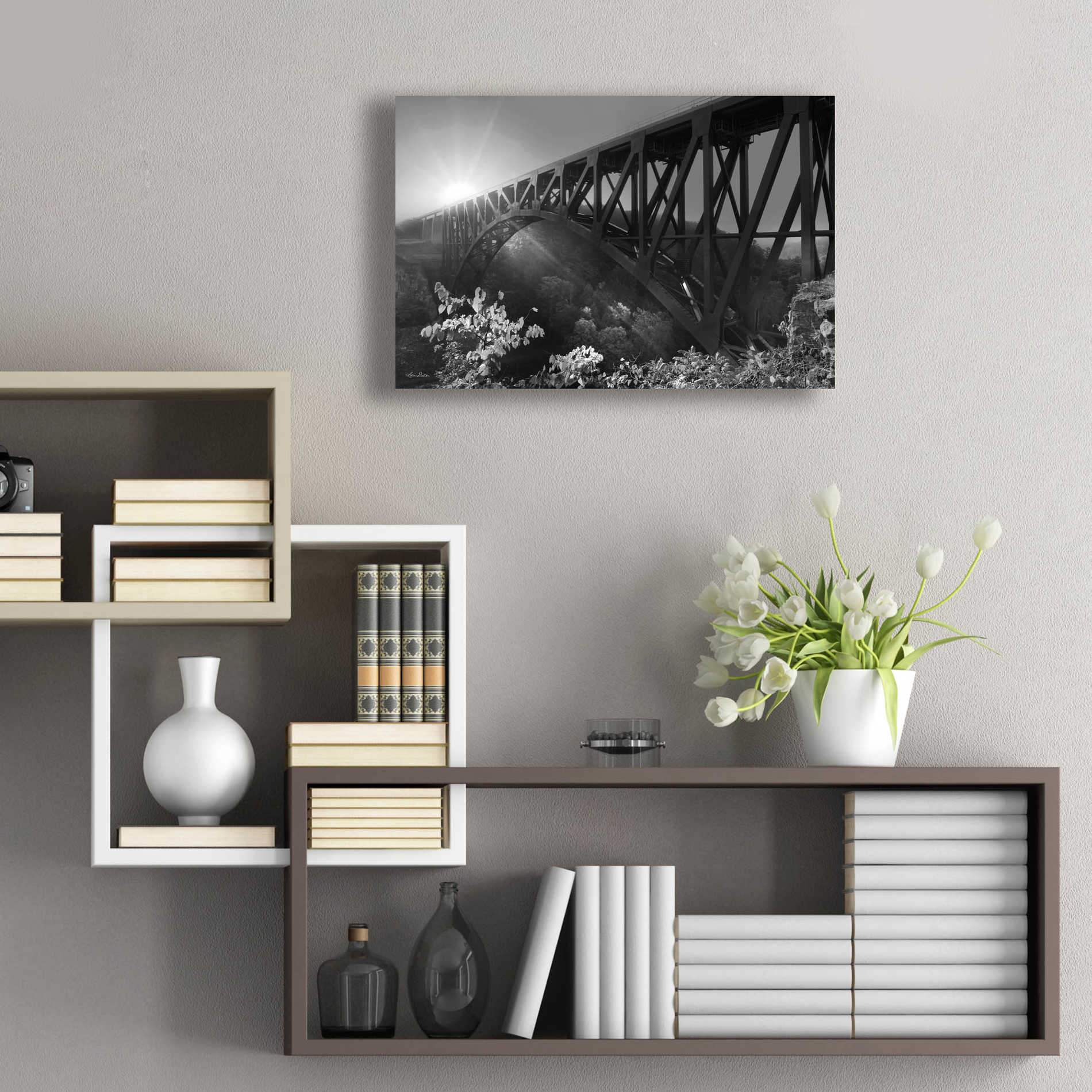 Epic Art 'Sunrise at Letchworth Black & White' by Lori Deiter Acrylic Glass Wall Art,24x16