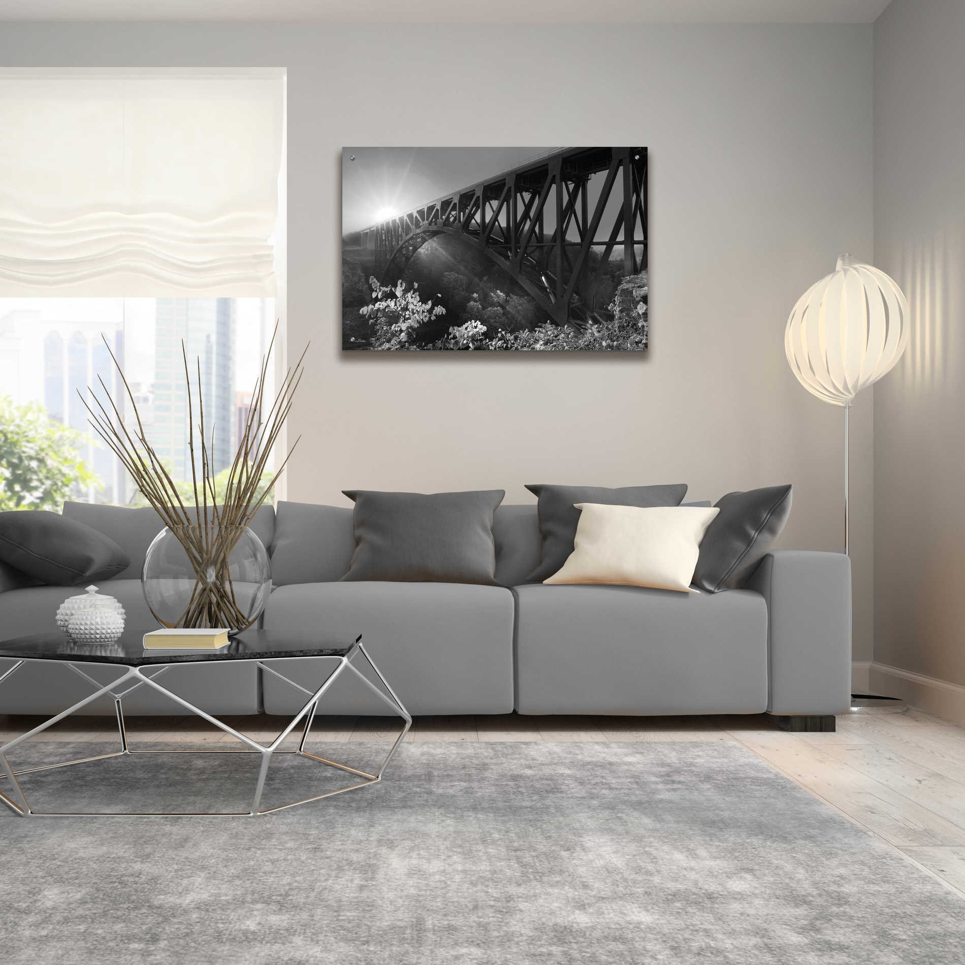 Epic Art 'Sunrise at Letchworth Black & White' by Lori Deiter Acrylic Glass Wall Art,36x24