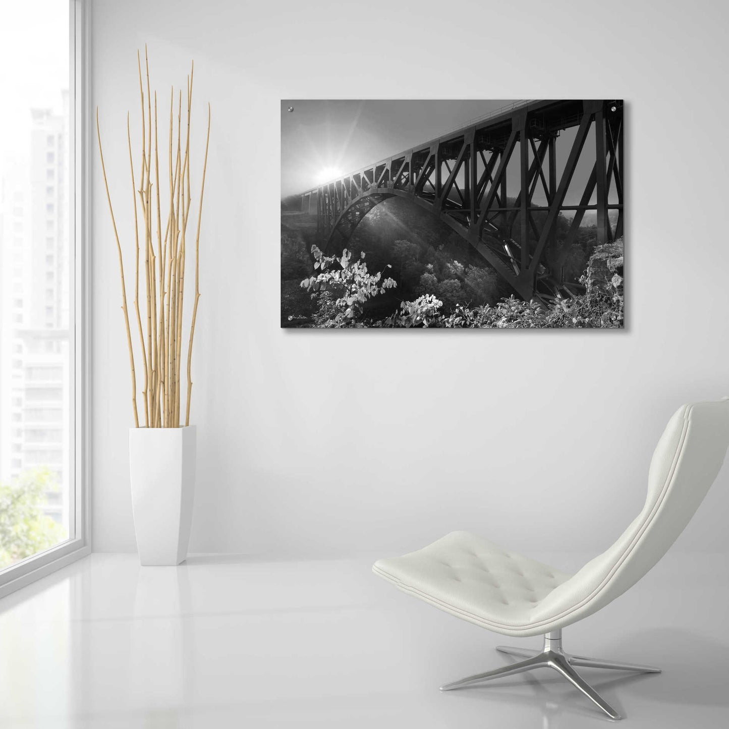 Epic Art 'Sunrise at Letchworth Black & White' by Lori Deiter Acrylic Glass Wall Art,36x24