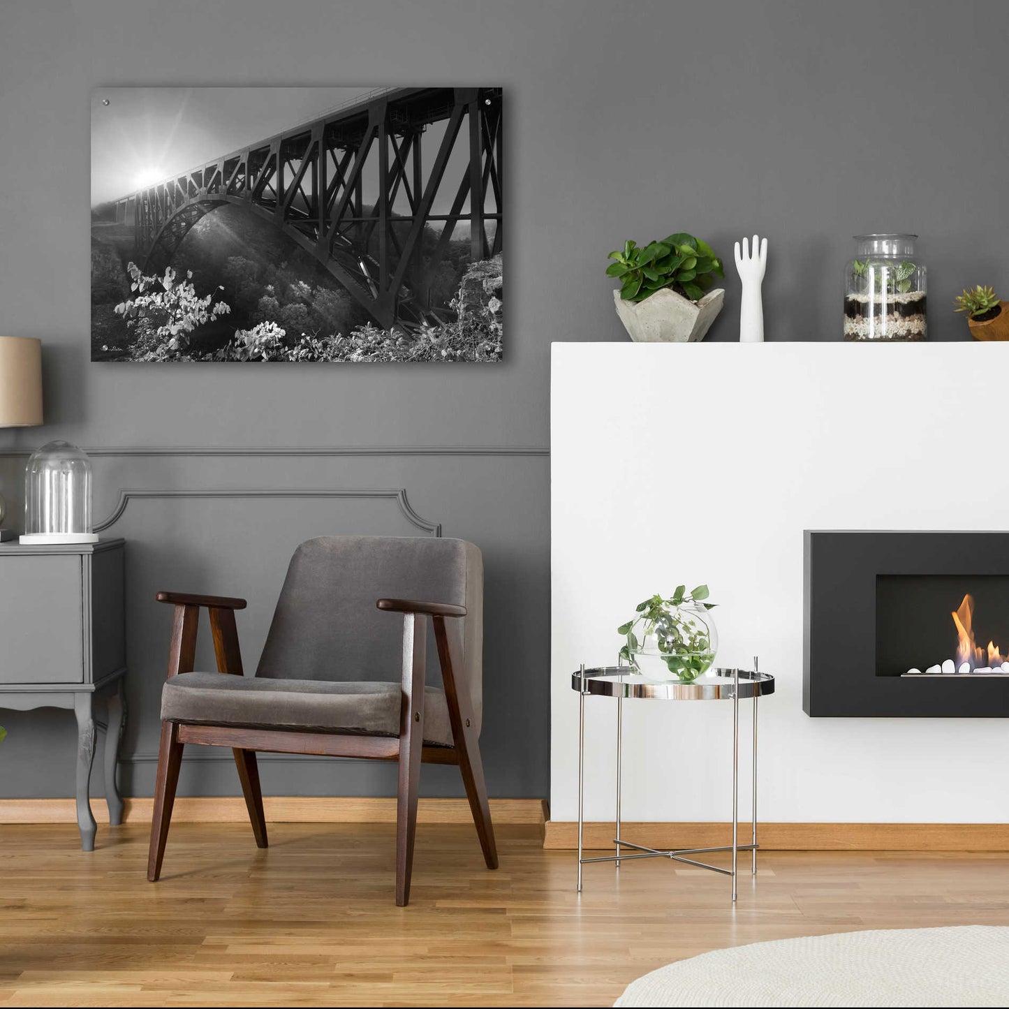 Epic Art 'Sunrise at Letchworth Black & White' by Lori Deiter Acrylic Glass Wall Art,36x24