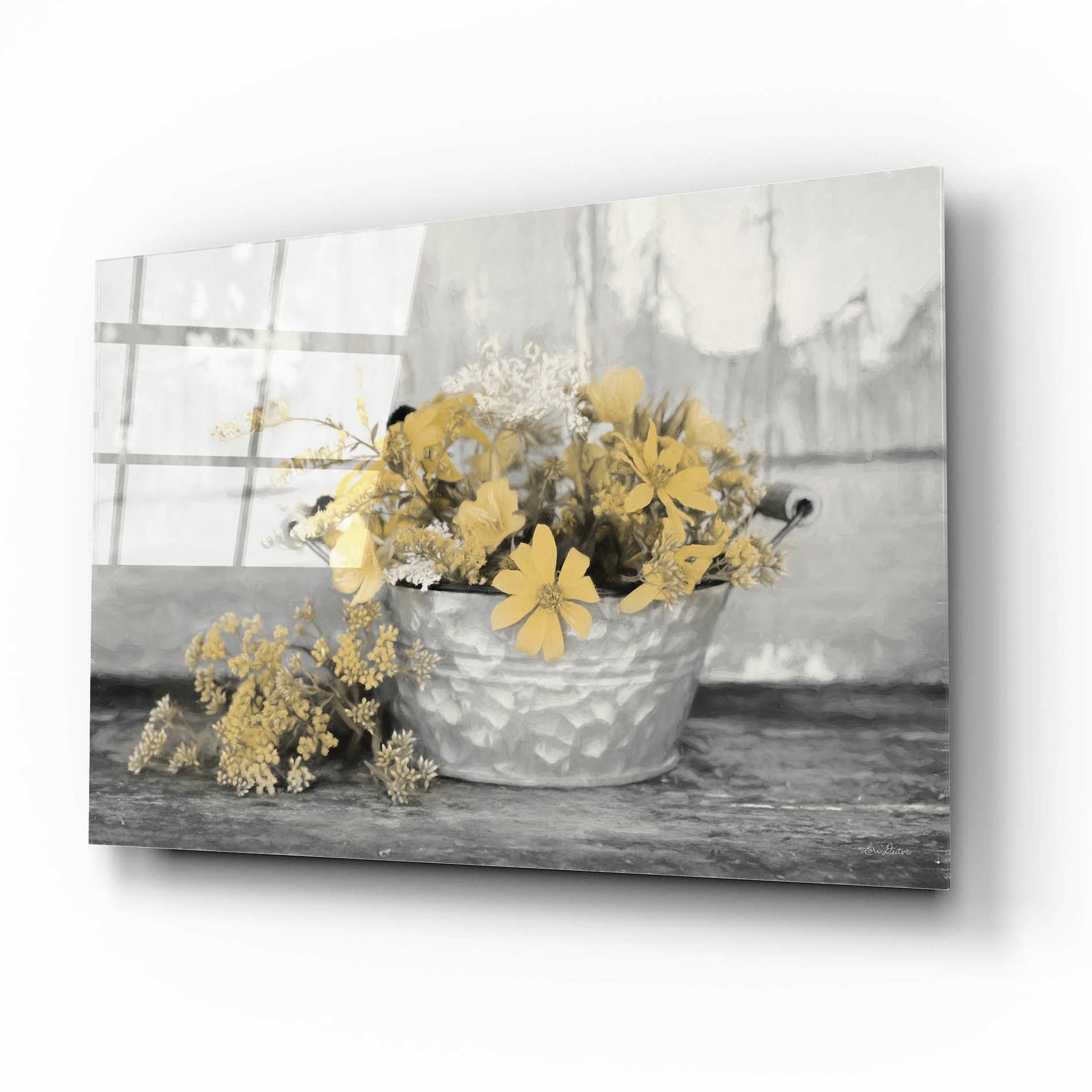 Epic Art 'Gold Wildflowers I' by Lori Deiter Acrylic Glass Wall Art,16x12